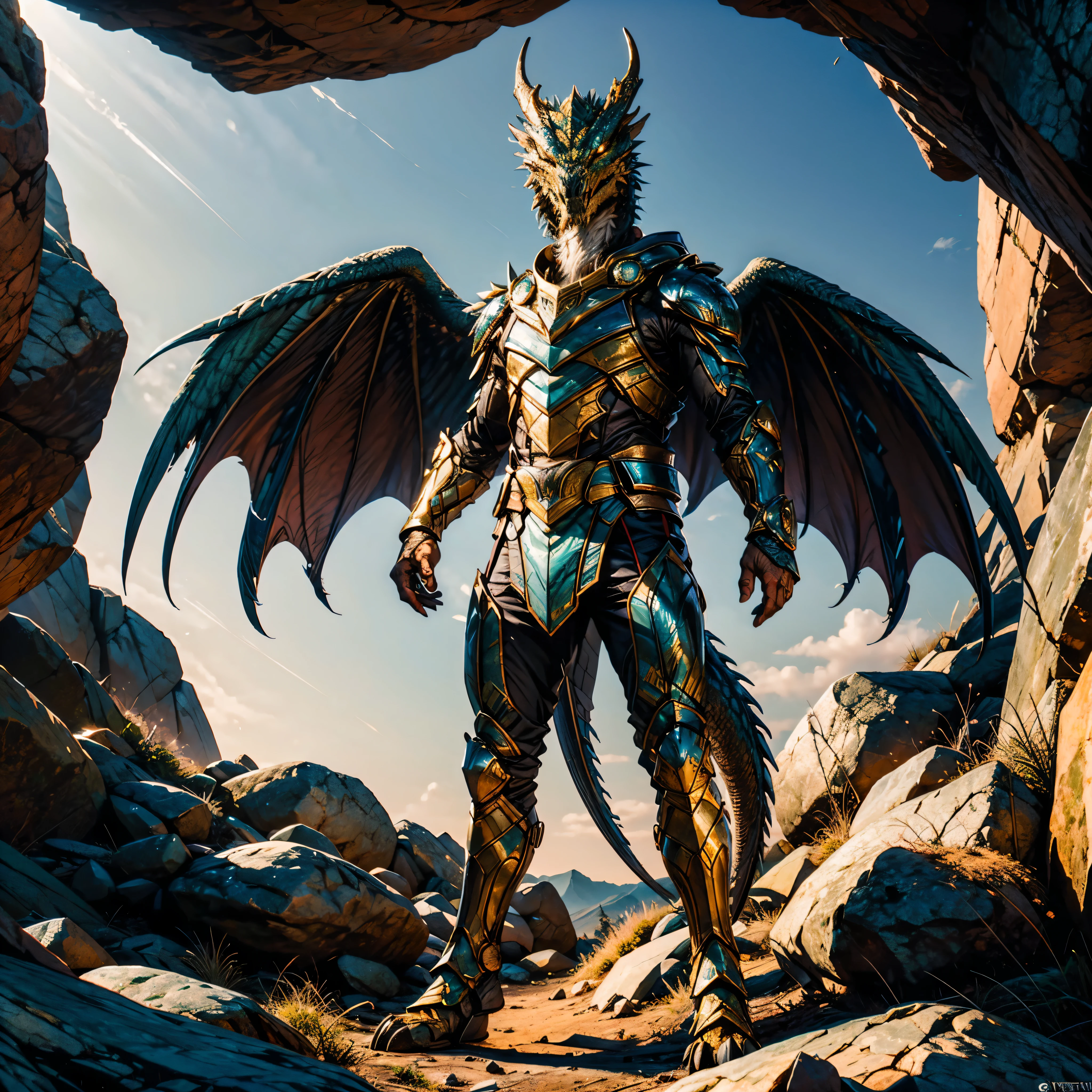 (Galaxy stars Nebula Spacious Sunrise evening_glow distant_view Sunset rich_colors colorful wide-angle_lens shooting_evening positive_film naturalistic_style) Create a digital art masterpiece depicting a fearless and battle-worn dragon slayer standing defiantly before an imposing, fire-breathing dragon. The dragon slayer should exude confidence, wielding a legendary weapon with intricate details and adorned in battle-scarred armor. The dragon should be a formidable force, its scales reflecting the glow of its fiery breath. Set the scene against a dramatic backdrop that captures the intensity of this showdown between the last of the dragon slayers and the majestic beast, showcasing the clash of two legendary forces in an epic fantasy world. Will-o'-the-wisp dazzling Symmetrical optimal bright_color dappled_sunLight meticulously intricate ultra_high-details ultra_high-res hyper pro-Photo-realistic ultra_high-quality ultra_high-def UHD XT3 DSLR HDR extreme improved Octane-rendered opengl-shaders glsl-shader romm rgb pbr shading 3DCG fxaa global illumination cgi vfx sfx fkaa txaa rtx ssao post-processing post-production cell-shading tone-mapping Ultra_sharpness focus accurate max saturate reflex analogique Vivid DSLR color-coded luminescence volumetric Cinematic_Sunrise lightning contrast incandescent Cristallines floraison zentangle fleuraison varied multi etc. --v 6 --s 1000 --c 20 --q 20 --chaos 100
