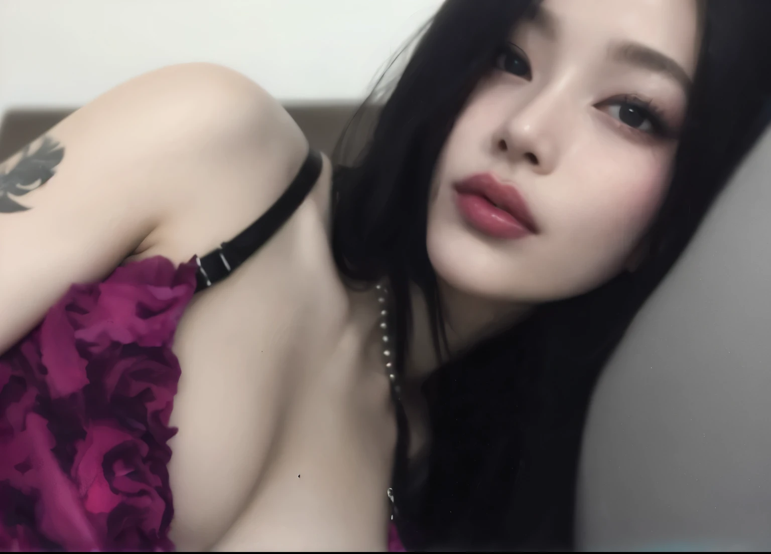 araffed woman with a tattoo on her arm and a pink bra top, 18 years old, 2 2 years old, 1 6 years old, 1 8 yo, cruel korean goth girl, 21 years old, 2 3 years old, she is about 2 0 years old, she is about 20 years old, sultry expression, joy red velvet