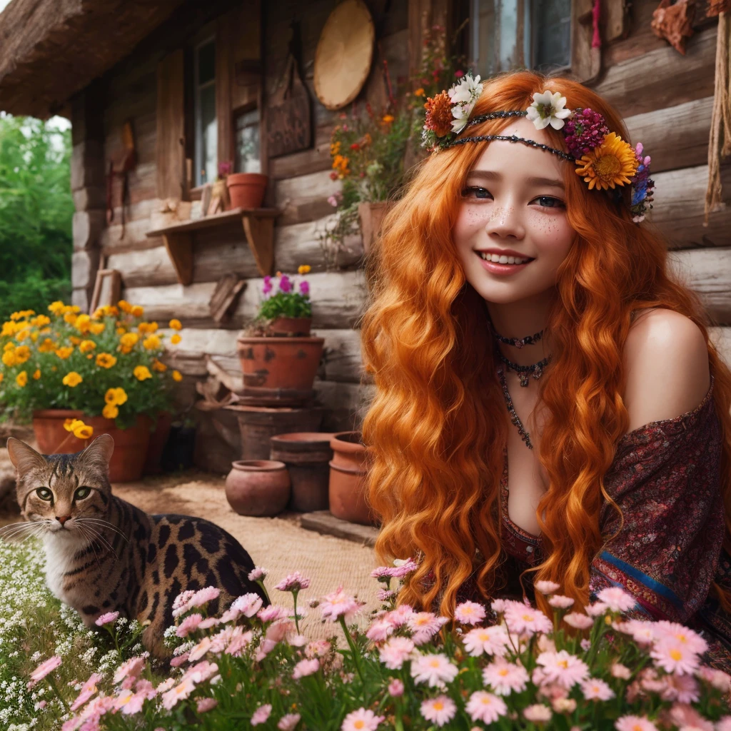 (best quality,4k,highres),(realistic:1.37),A girl in a garden,detailed eyes,detailed lips,beautiful face,long eyelashes,colorful flowers,butterflies flying,inspired by chaeyoung from twice 