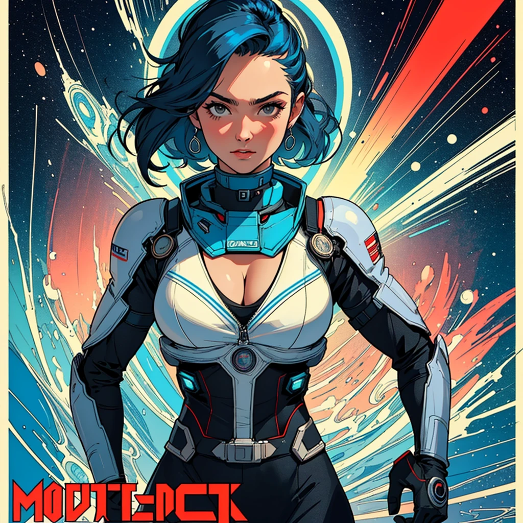 (((highest quality))),masterpiece,1 woman,((the perfect person)),((Super beautiful woman)),detailed perfect face,retro,vintage,classic,60's,70's,80&#39;s,old movie posters,abstract,((スペーススリラーmovie poster)),(Futuristic),Geometric pattern,very delicate,movie poster_white frame,universe,Milky Way,planet,,propaganda,universe飛行士,breast enhancement,simple,(big breasts),(cleavage),cyber punk,massive stream of light,overlay,SF,A scene from a science fiction movie,universeステーション,tattoo,