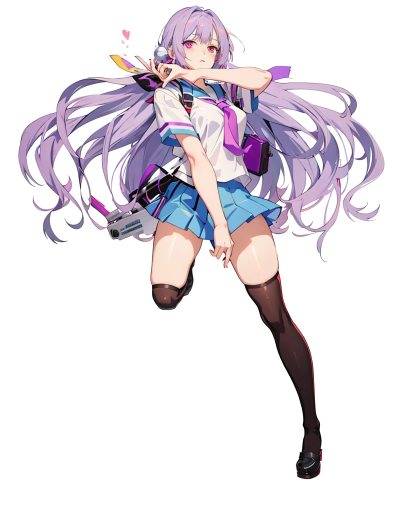 Anime girl with long purple hair and white shirt, Anime cute art style, official character art, anime long hair girl, anime full body illustration, sick. High, Ilya Kuvshinov long hair, Beautiful anime high school girl, anime girl named lucy, gapmoe sick, anime characters, official art, Kitagawa Marin fan art