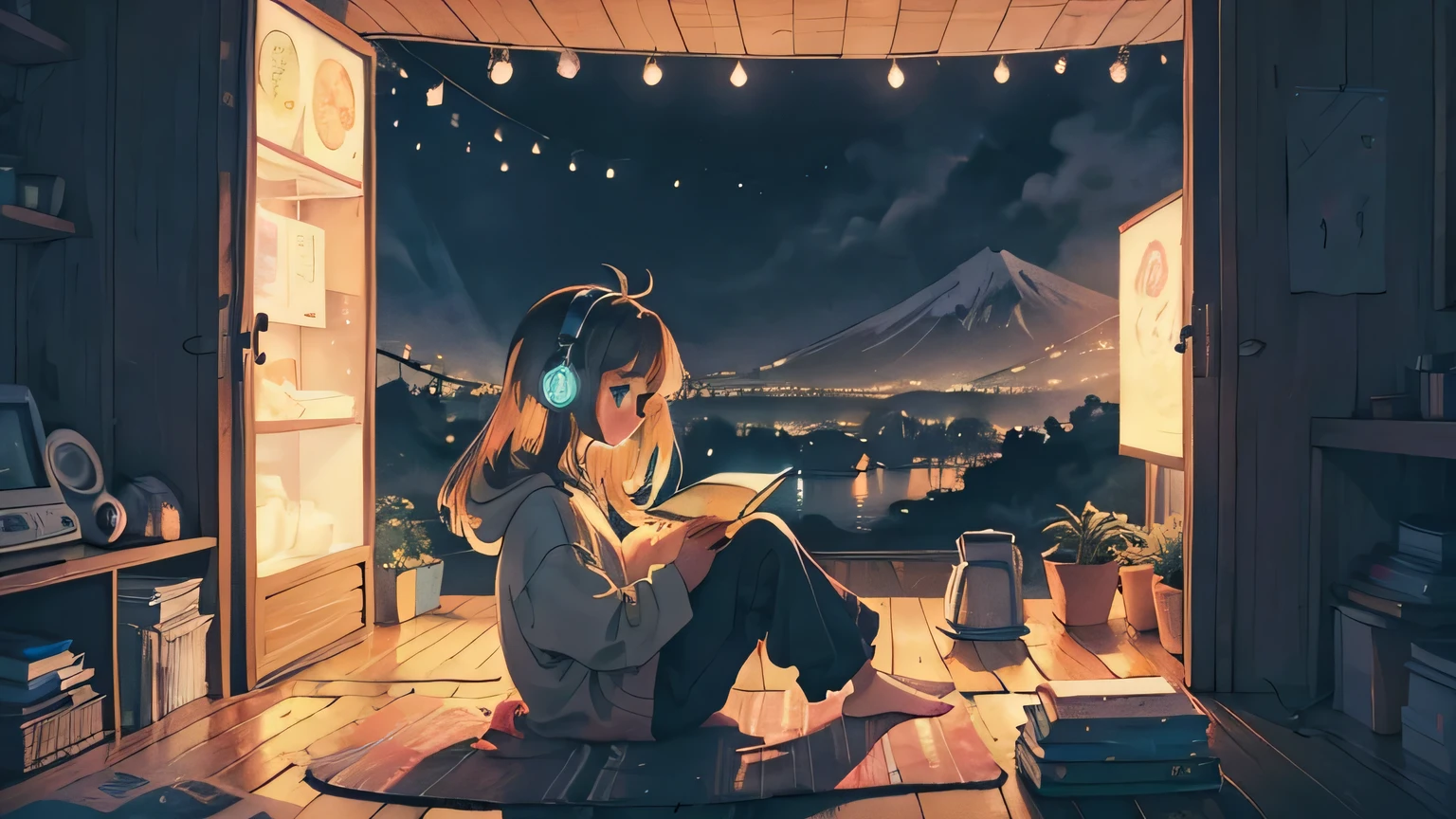unmanned, cozy room at night, Usando fones de ouvido, Anime estilo 2D, Lo-fi, disco Rigido, Ambiente escuro,, cabelo marrom, olhos pretos, pele parda, unmanned, cozy room at night, Usando fones de ouvido, Anime estilo 2D, Lo-fi, disco Rigido, Ambiente escuro,, cabelo marrom, olhos pretos, pele parda, 12-year-old child, vestindo um pijama rosa no shopping European hippie girl meditating in her room, Dreaming, Wear headphones, night lights, Neon landscape on a rainy day, Analog Color Theme, Lo-Fi Hip Hop , Retrospective, Flat, 2.5D ,Draw a line, Ink drawing, Large gradient, Watercolor painting, Goosch color, Studio Ghibli style, Awesome colorful, Outer Ton, Krautlock, lofi art, 70s style,Old textures, amplitude,Psychedelic atmosphere, masutepiece, Incredible technology,Girl listening to music in cozy room at night, Use headphones, 2D style anime, lo fi, hard disk, dark environment