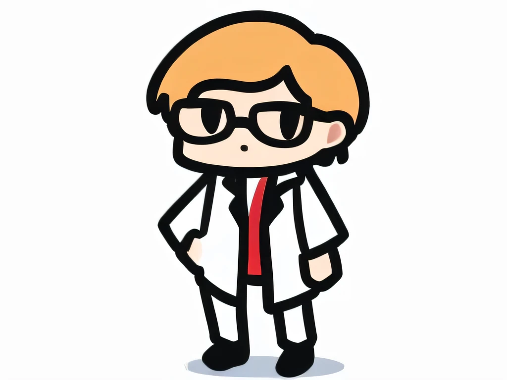 White background，full body display，Doctor with glasses
