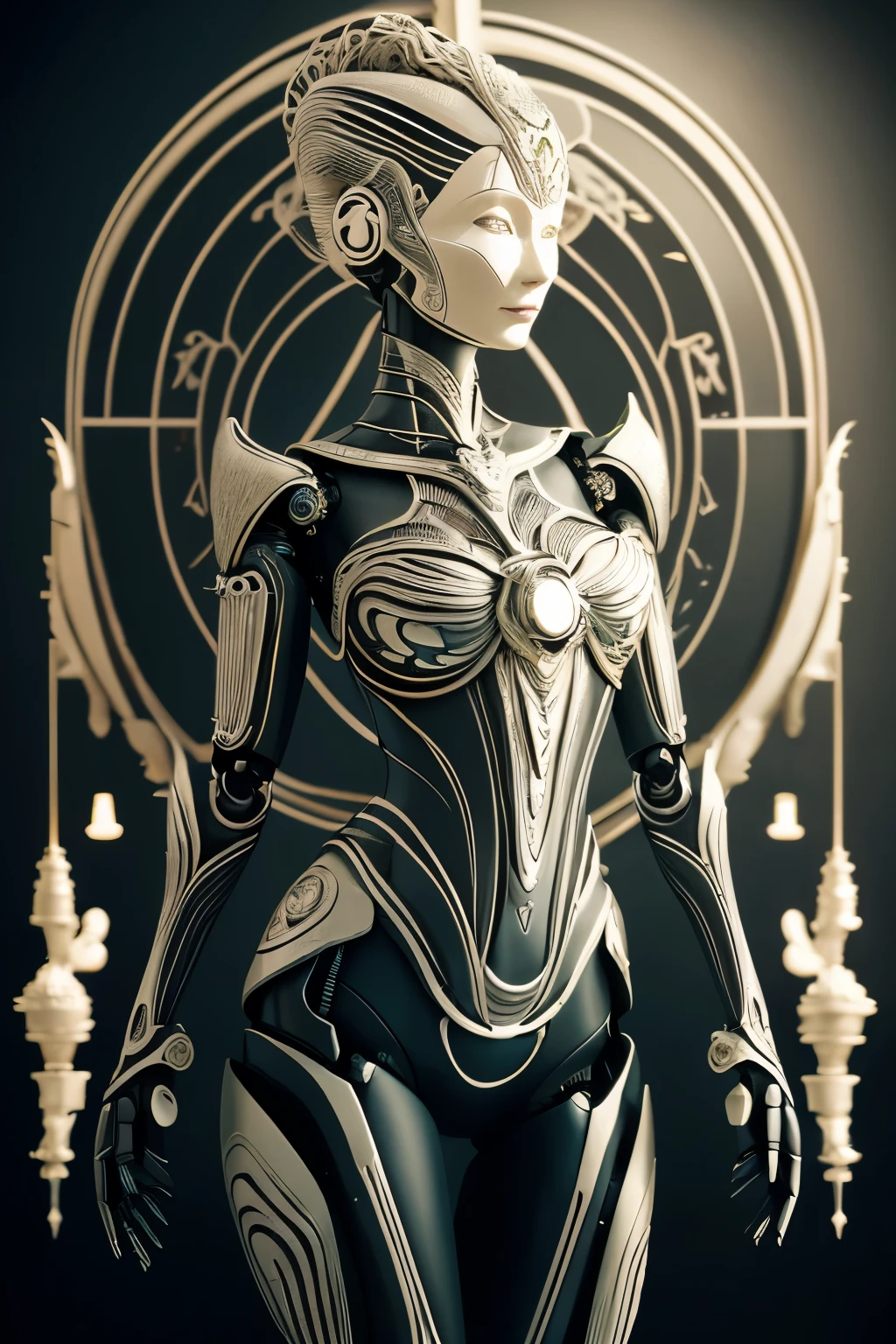 Intricate 3d rendering of highly detailed beautiful ceramic silhouette female robot face, ciborgue, robot parts, 150mm, beautiful studio soft light, Luz de aro, detalhes vibrantes, ciberpunk de luxo, RENDA, surreal, Anatomia , facial muscles, fios de cabo, microchips, elegance, fundo bonito, Octane rendering, Estilo HR Giger, 8k, melhor qualidade, obra de arte, illustration, Muito delicado e lindo, muito detalhado, CG, uniforme, papel de parede, ( fidelidade, fidelidade: 1.37), splendid, detalhe fino, obra de arte, melhor qualidade, arte oficial, Papel de parede CG Unity 8K muito detalhado, absurdo, Inacreditavelmente absurdoo, robot, capacete prateado, corpo todo, sentar e escrever