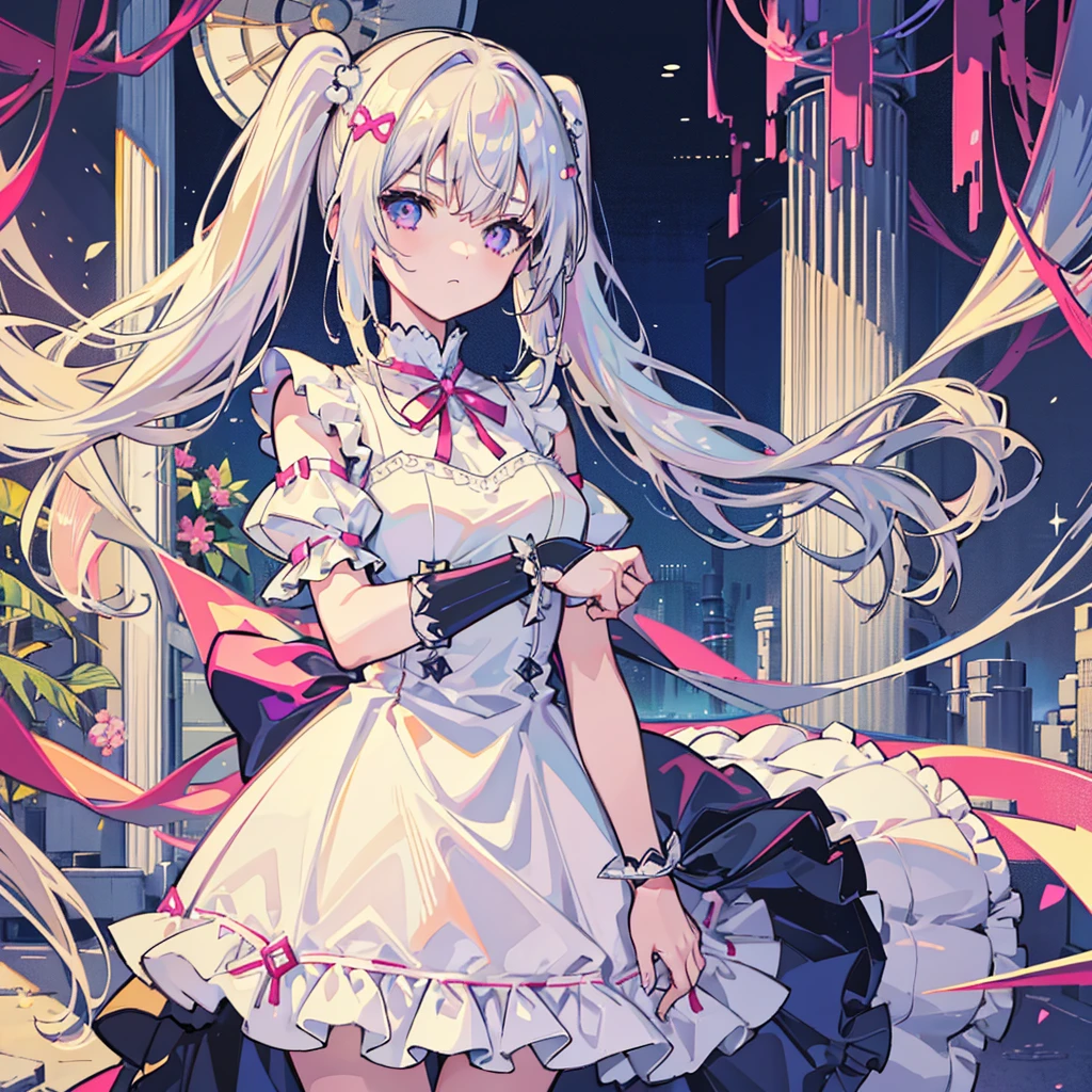 masterpiece, highest quality, 1 girl, alone, voxel art,
nuclear power plant, white woman,
Ivory hair, Mauve eyes, upset,
ridiculously long hair, low twin tails,
Cake dress, Trim Dresses,
ribbon, Plant Hair Ornament , pearl, Armcuffs,
classic, Medieval, Noble