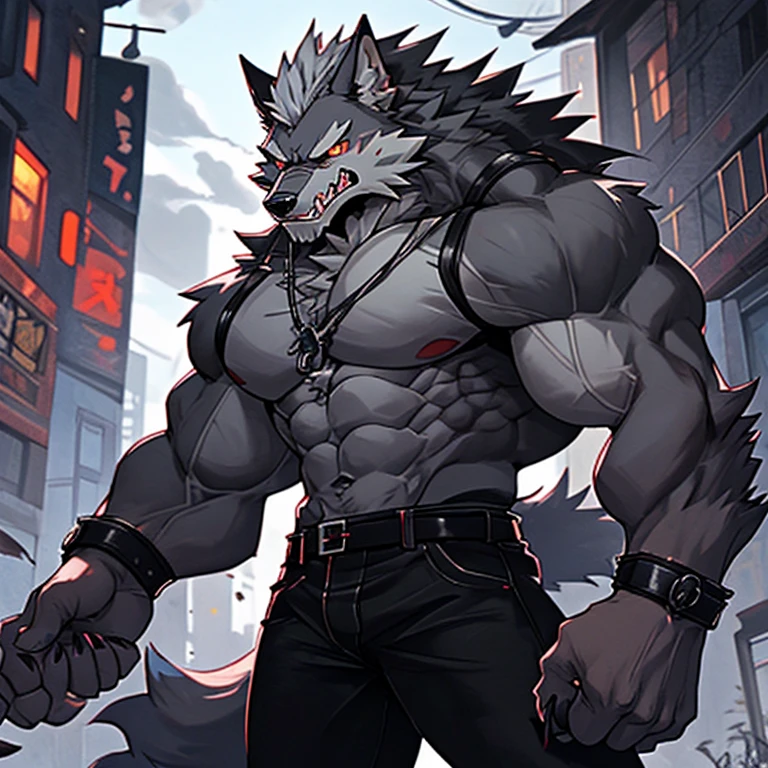 evil male demon, dark gray wolf o&#39;donnell, Angry moral sexy werewolf, Werewolf, muscular werewolf