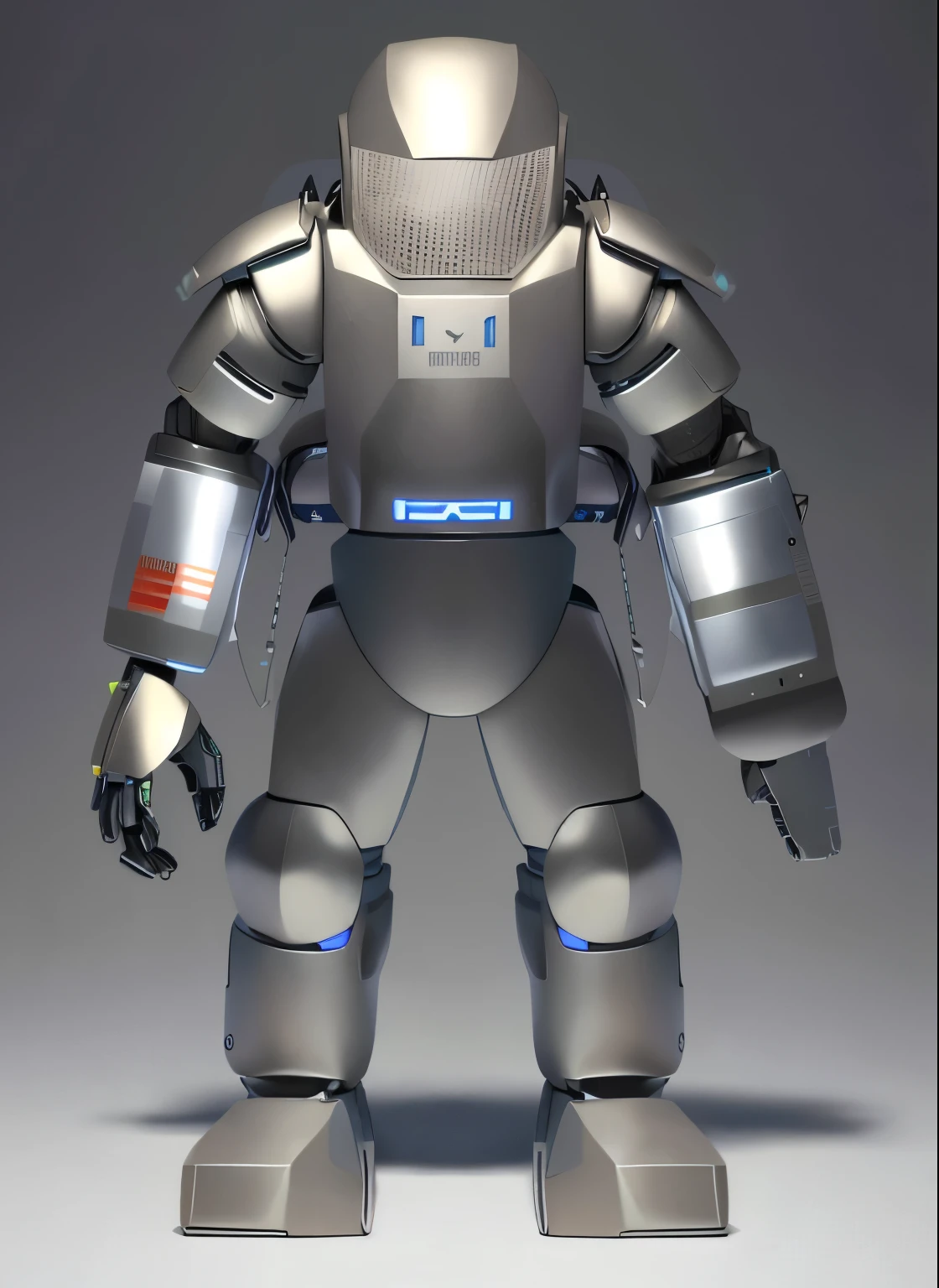 Close-up of robot holding mobile phone in hand, full body mechasuit, Scout robot, robot suit, mechasuit, military robot, Robot metal armor, whole body with human mask, Saudi future warrior mecha, Formidable full body armor, mechasuit, doll, Mecha armor