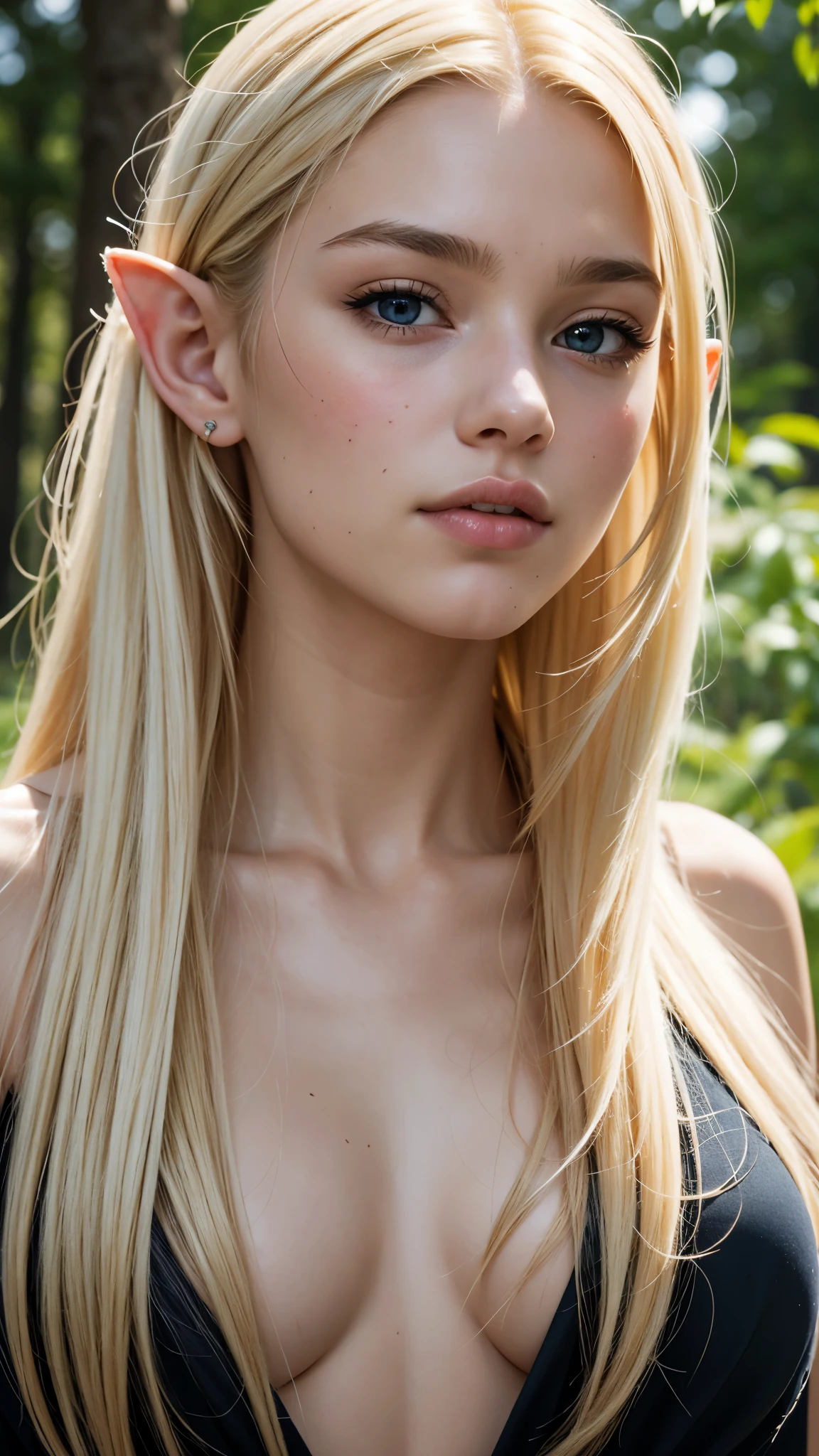 high quality, detailed, intricate, woman, blonde hair, x-men, natural lighting, natural skin, elf ears. 18 years old. 