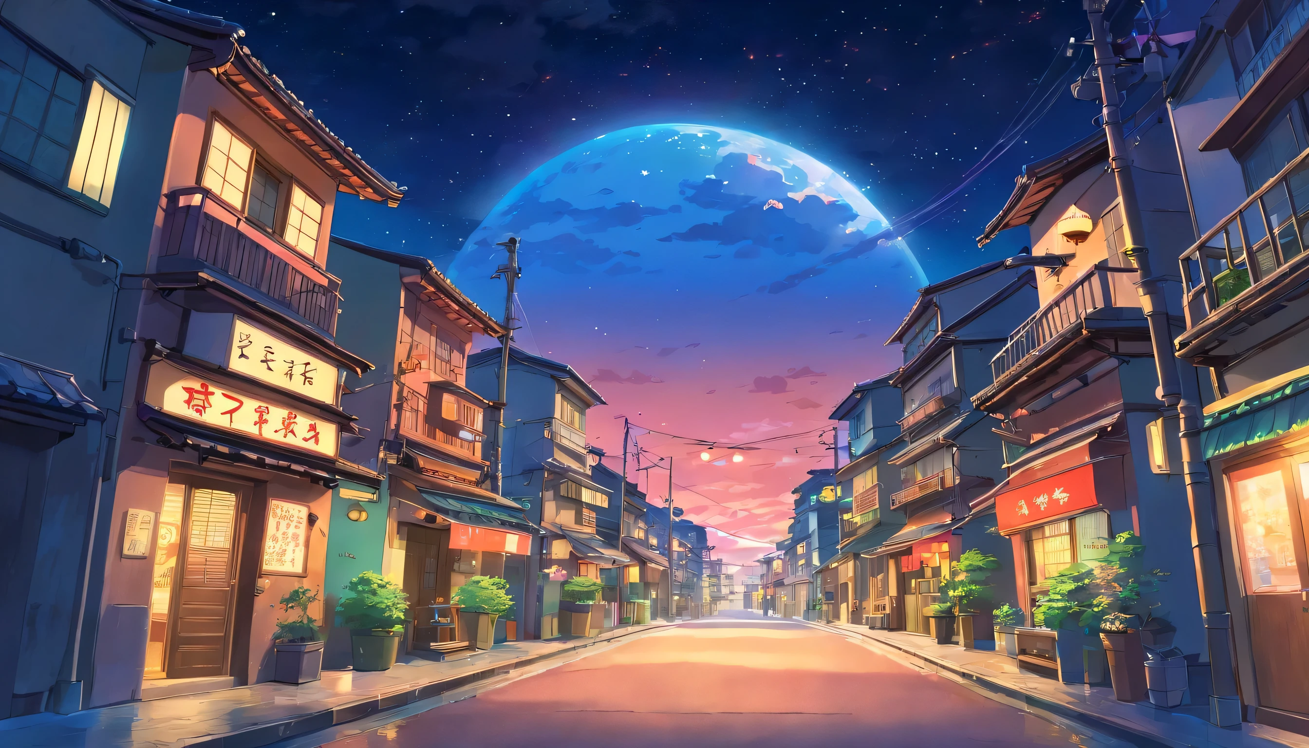 night sky, japan street, unmanned, Anime estilo 2D, Lo-fi, disco Rigido, Ambiente escuro