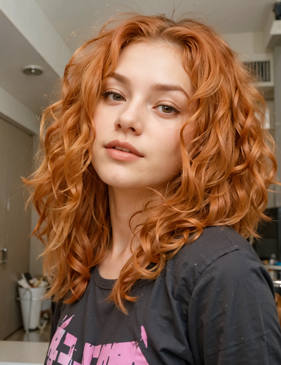 um close up de uma mulher com cabelos ruivos e uma camisa preta, Encaracolado copper colored hair, with Encaracolado red hair, cabelo ondulado ruivo, red Encaracolado hair, Encaracolado red hair, with long Encaracolado hair, cabelo laranja, Encaracolado blonde hair | d & d, flowing cabelo ruivo, cabelo ruivo cacheado, wild cabelo ruivo, Encaracolado hair, cabelo ruivo, cabelo ruivo claro, Encaracolado