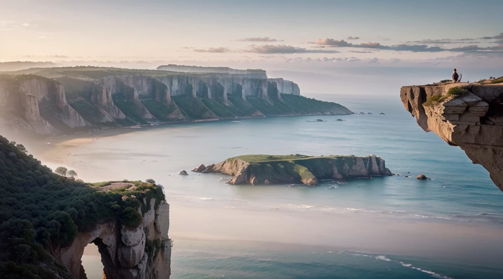 1. Skyline Serenity
   - Description: Tranquil horizon with gentle clouds, overlooking a serene cliff.
   - Keywords: Tranquil, Horizon, Cliff
   - Style: Minimalistic landscape with soft hues.
   - Medium: Digital art or photo manipulation for a dreamy effect.