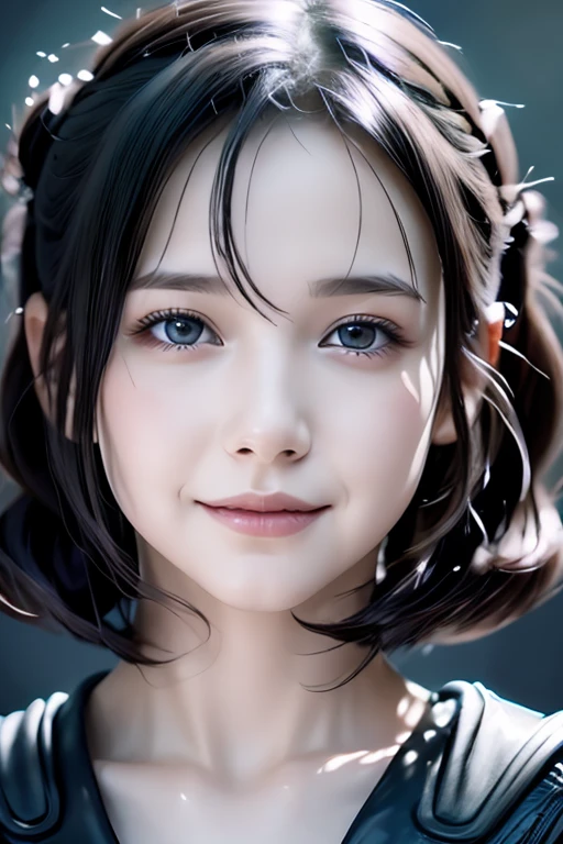 Beautiful girl with realistic black eyes, white skin, medium length black hair, perfect face, perfect eyes, wearing a coat, very detailed, comprehensive movie, digital painting, 8K, cinematic lighting, highest quality, High resolution, detailed work, Post-processing, perfect results, surreal