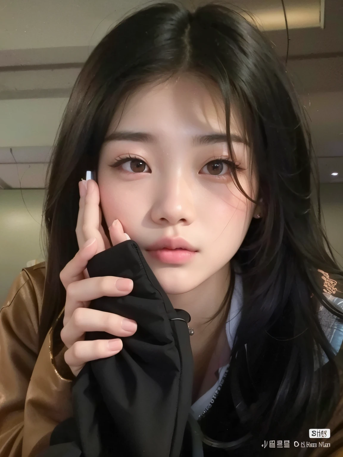 There's a woman with long hair holding a cell phone, jaeyeon nam, Jinyoung Shin, adorable and pale korean face, estacionar a partir de-min, Heonhwa Choe, Lee Ji-eun, Lee Ji-eun, young lovely korean face, Kim Doyoung, Jisoo do Blackpink, jennie blackpink, Jisoo do Blackpink, Ulzzang, bae suzy