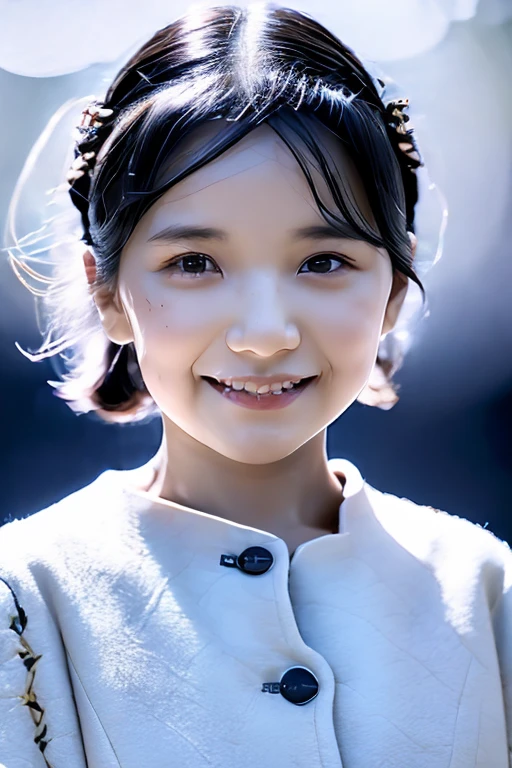 Beautiful girl with realistic black eyes, white skin, medium length black hair, perfect face, perfect eyes, wearing a coat, very detailed, comprehensive movie, digital painting, 8K, cinematic lighting, highest quality, High resolution, detailed work, Post-processing, perfect results, surreal