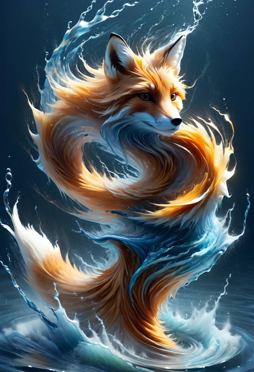 (Optical Illusion:1.4), a fox made of fire, concept art, (best quality, masterpiece, Representative work, official art, Professional, 8k)