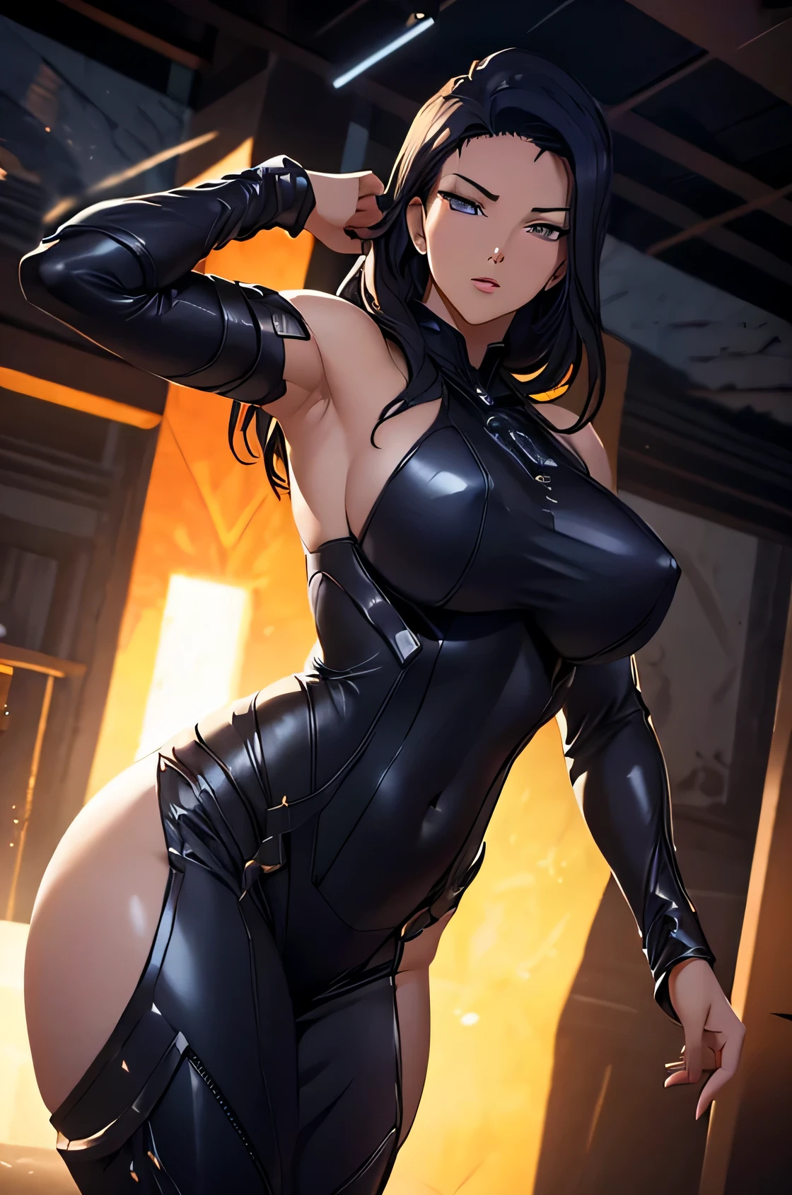 A superheroine, sexy, big breasts, dynamic pose, 3d, (8k), detailed texture,(hyperdetailed), (photo realistic), cinematic light, cinematic action, highly detailed, realistic, Isometric, full body, in frame, driven expression, dark theme, (extremely detailed eyes), detailed symmetric realistic face, extremely detailed natural texture, masterpiece, extremely detailed, amazing, fine detail, rich colors, hyper realistic lifelike texture, dramatic lighting, unreal engine, trending on art station, photo realistic, RAW photo, high quality, high res, sharp focus, extremely detailed, cinematic lighting, 8k, high definition, cinematic, neoprene, unreal engine 5, ultra sharp focus