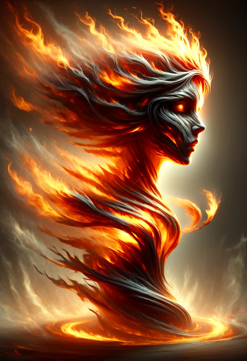 (Optical Illusion:1.4), a fox made of fire, concept art, (best quality, masterpiece, Representative work, official art, Professional, 8k)