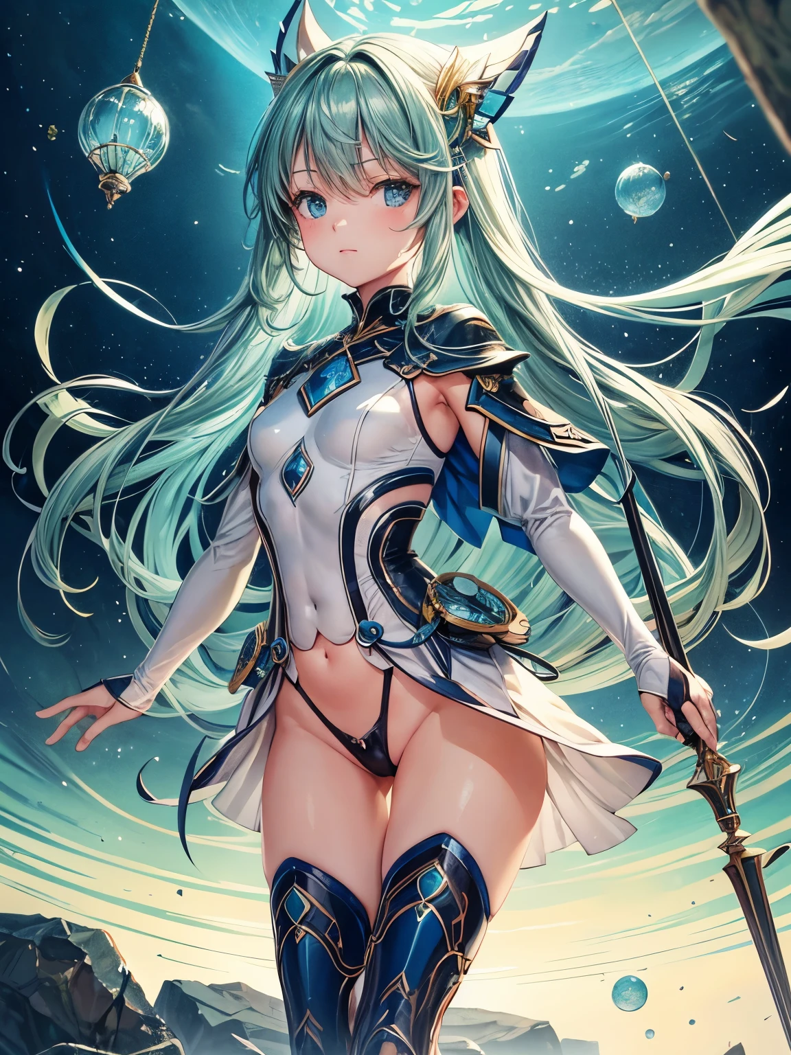 Miki Katoh, Erna Rosenstein, surreal, mysterious, strange, fantastical, fantasy, Sci-fi fantasy, anime, Diatom Art Museum, small, small, world of glass, beautiful girl in the microscope views, perfect voluminous body. Detailed masterpiece hand colour drawings