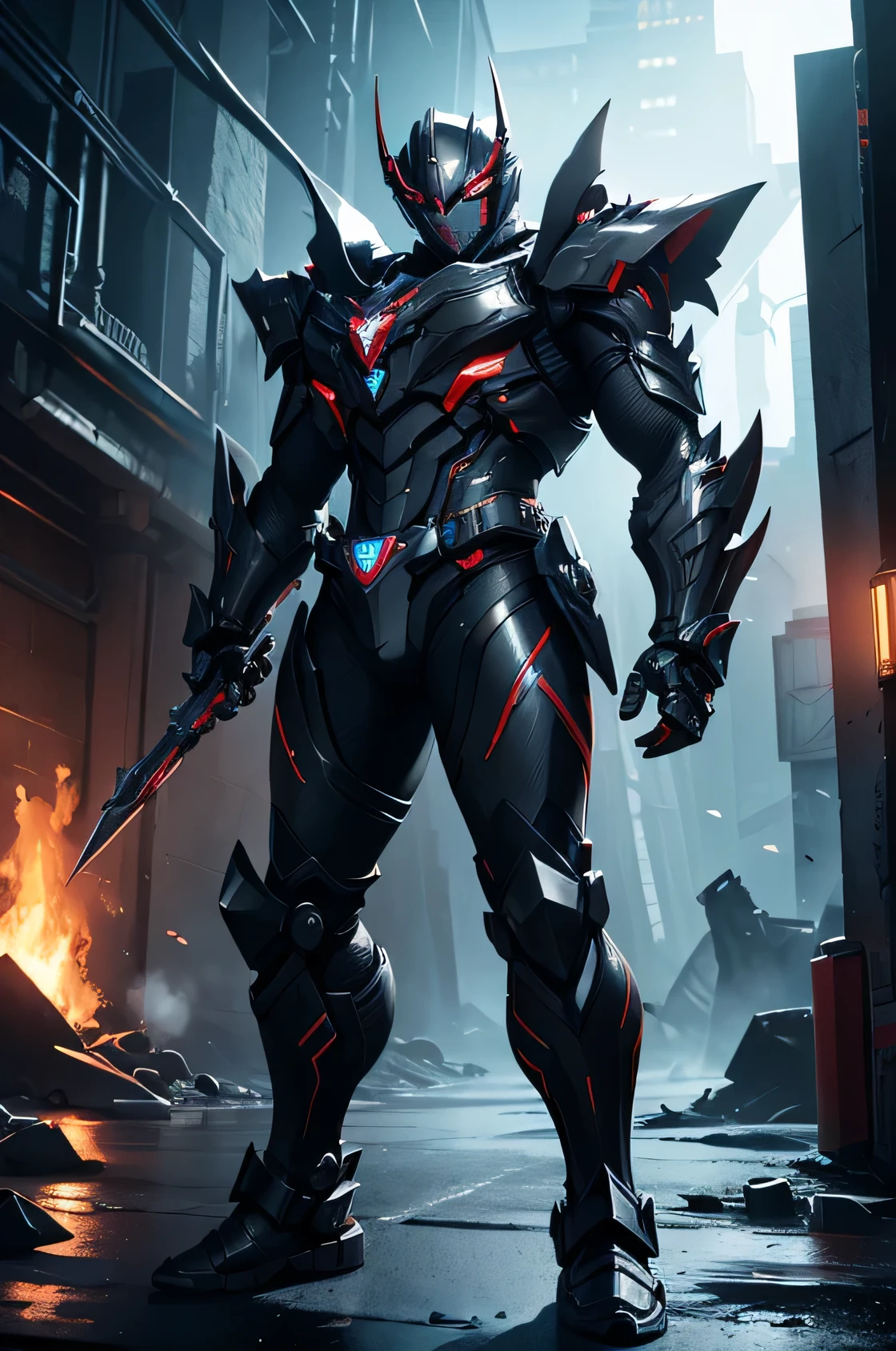 kamen rider, mechanical, heavy metal, armor, dragon, darkness, villain, full body, in frame, dark theme, extremely detailed natural texture, masterpiece, extremely detailed, amazing, fine detail, rich colors, hyper realistic lifelike texture, dramatic lighting, unreal engine, trending on art station, photo realistic, RAW photo, high quality, high res, sharp focus, extremely detailed, cinematic lighting, 8k, high definition, cinematic, neoprene, unreal engine 5, ultra sharp focus