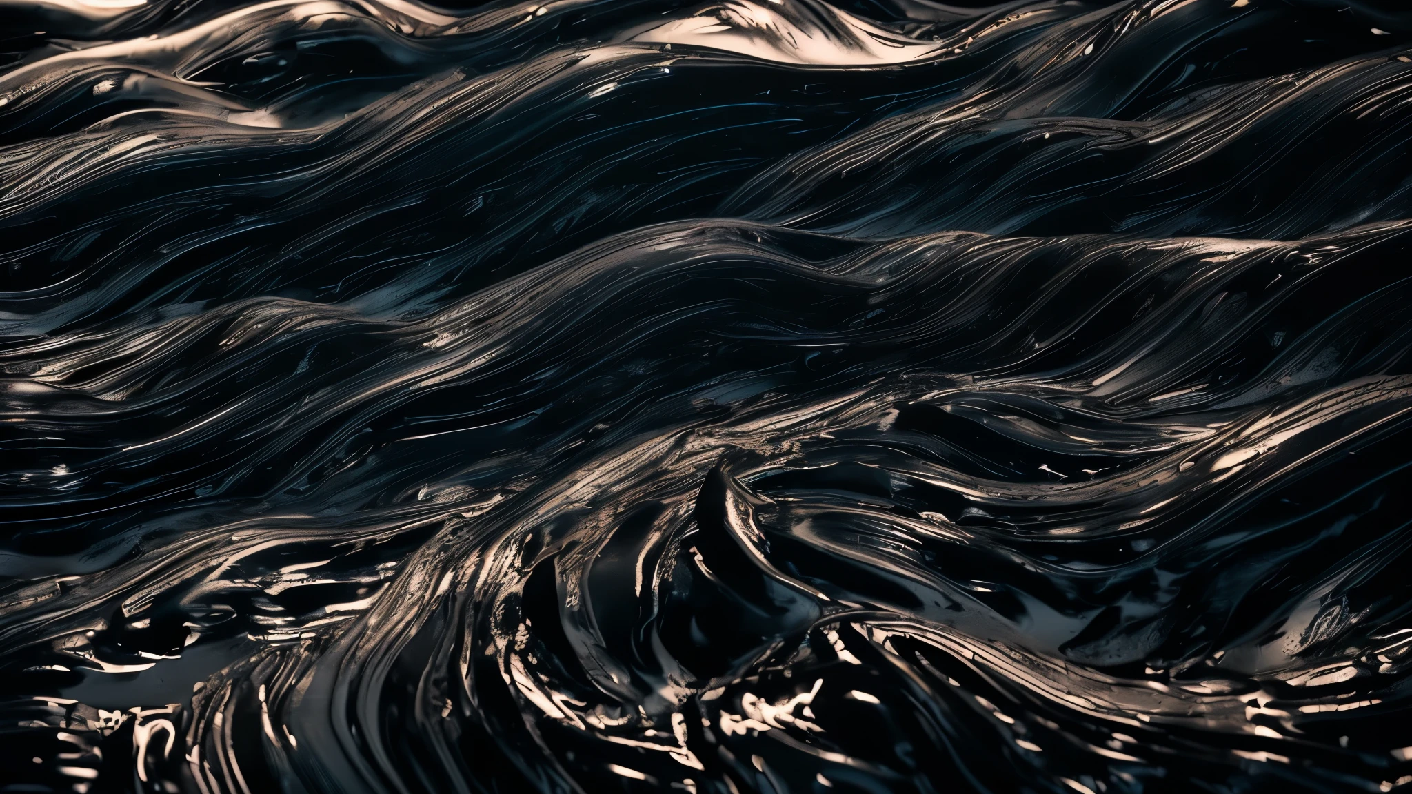 a close up of a black flowing liquid simulation, (((beautiful black strip of flowing fluid simulation flowing in the wind with beautiful lighting in a black background))), highly detail. octane render, octane render sharp focus, smooth render, smooth surface render, sharp edges. octane render, silk flowing in wind, houdini fluid simulation, flowing realistic fabric, exquisite and smooth detail, (((black background)))