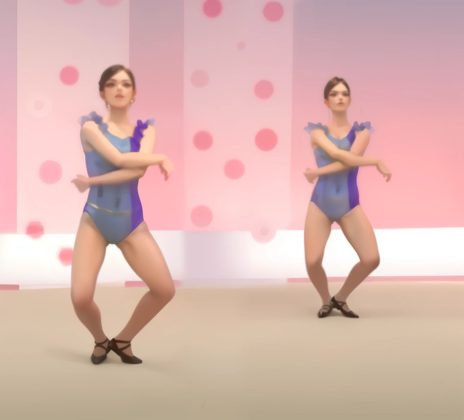 (best quality,4k,8k,highres,masterpiece:1.2).leotard.two dancer poses are similar with one.symmetrical
