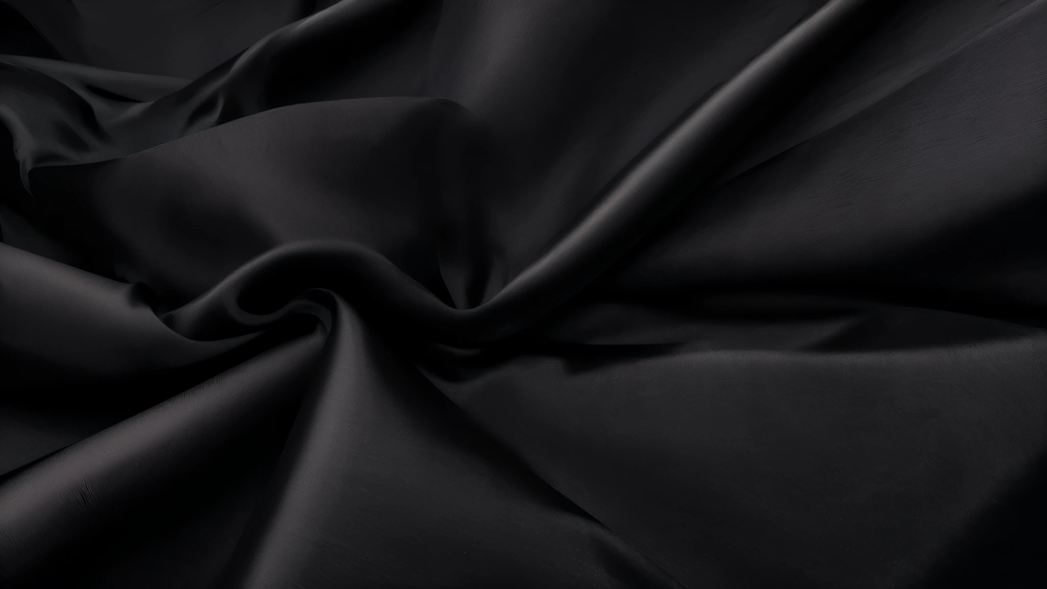 a close up of a black ????? of flowing fabric, (((beautiful black strip of flowing silk fabric simulation flowing in the wind with beautiful lighting in a black background))), highly detail. octane render, octane render sharp focus, smooth render, rendered in houdini, smooth surface render, sharp edges. octane render, silk flowing in wind, houdini fluid simulation, flowing realistic fabric, exquisite and smooth detail, (((black background)))