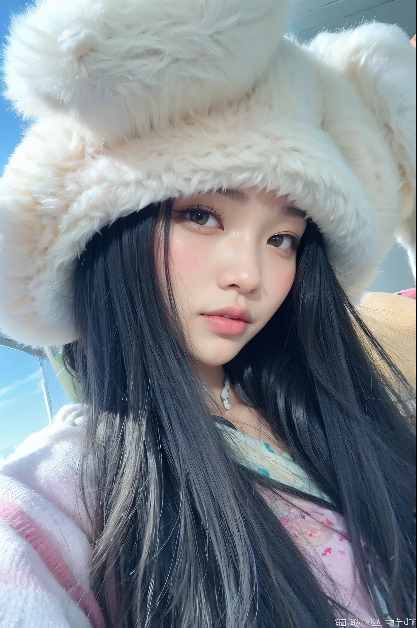 Asian woman with long black hair wearing a white hat, Ulzzang, young pale and beautiful asian face, Jennie kim, kim jennie, jennie kim de blackpink, pale, snow-white skin