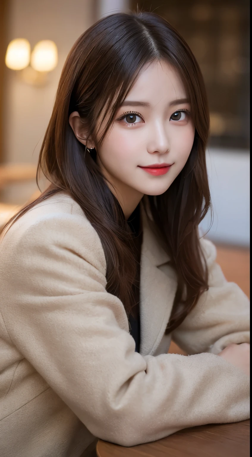 table top, highest quality, shape, Super detailed, finely, High resolution, 8k wallpaper, 完璧なダイナミックな構shape, beautiful and detailed eyes, medium hair, small breasts, natural color lip, random sexy pose,smile,big city、20 year old girl、midnight、beautiful and detailed face、perfect and beautiful face,Big eyes、RAW photo、spread both arms and legs wide、Express a feminine pose with your whole body、beautiful and detailed eyes、small face、beautiful duplex、slim face and style,luxury brand mink coat(inner：winter dress)、flare skirt、beautiful golden ratio face、Correct limb structure for the human body