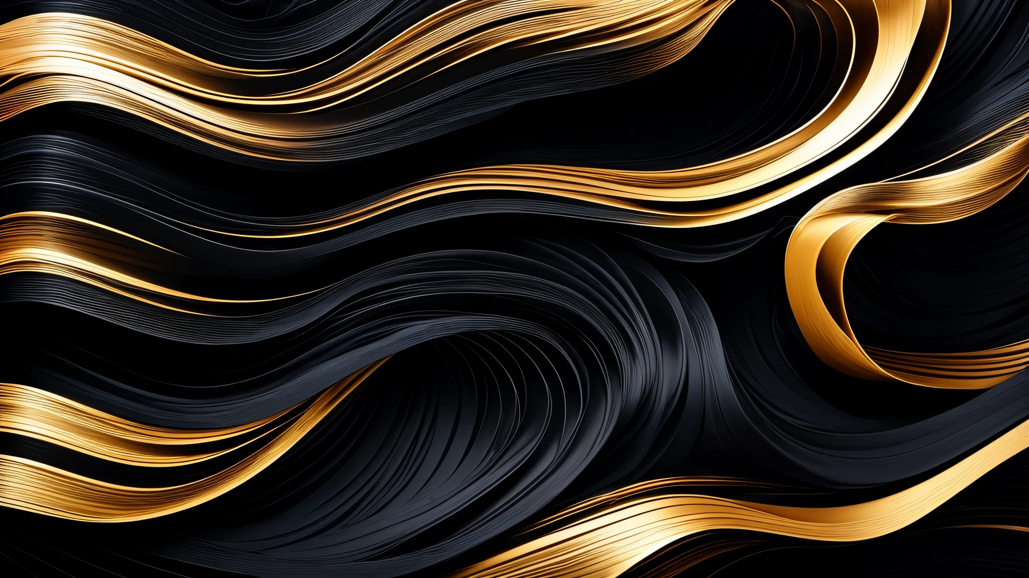 high quality, ultra rendering, smooth flowing in the wind silk cloth, abstract wave, digital 3d background, black background, dark flowing silk cloth, exquisite rendering and opaque silk cloth flowing in the wind magnificently