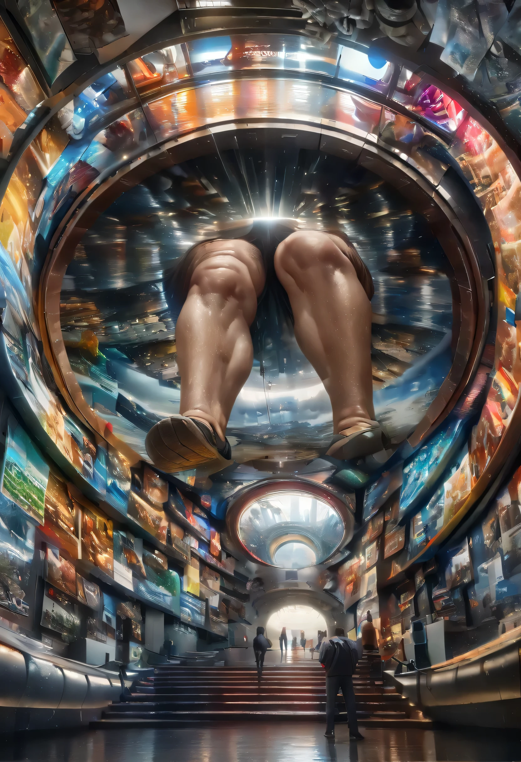 (best quality,4k,highres,masterpiece:1.2),ultra-detailed,(realistic,photorealistic,photo-realistic:1.37),HDR,UHD,extreme detail description,professional,paramount,immersive,a pattern of circle that give the illusion of depth,circular tunnel descending well out of sight,abstract,geometric,futuristic,neon colors,vibrant hues,striking contrast,ethereal lighting