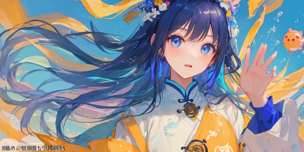 (masterpiece), (best quality), (ultra detailed),(乱发),(illustration), (1girl), (Fashionable clothing), standing,Fashion model, looking at viewer, (interview), (simple background), beautiful detailed eyes,精致美颜,Floating,(高饱和度),(colorful splashs),colorful bubble,(shining),focus on face, --V6