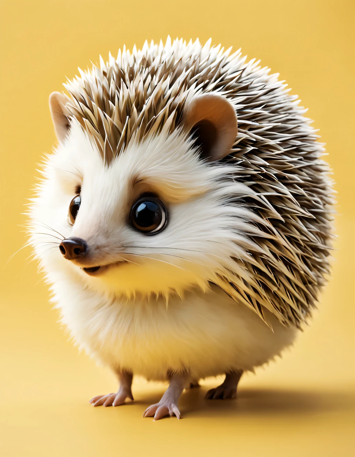 Sketch style, Minimalist white negative space on yellow background, Whimsical and cute, hedgehog, flat, vector, clip art, Greg Staples style, Op Art-s 200-ar 9:16- Chaos 15- Version 5.2