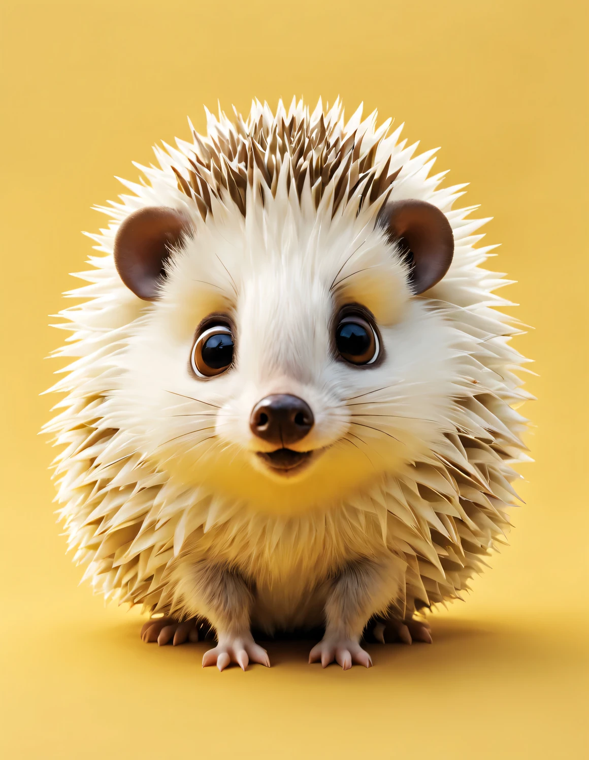 Sketch style, Minimalist white negative space on yellow background, Whimsical and cute, hedgehog, flat, vector, clip art, Greg Staples style, Op Art-s 200-ar 9:16- Chaos 15- Version 5.2