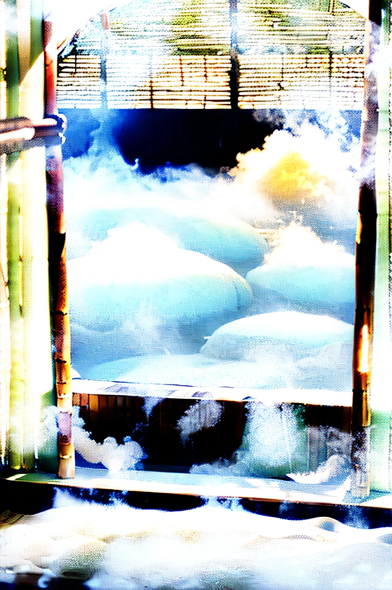 Traditional Japanese hot spring bath, calm atmosphere, snowy landscape,
Steaming hot springs, bamboo architecture, Canon EOS 5D Mark IV, wide angle lens,
realistic photo style, peaceful mood, soft natural light, Balanced configuration --ar 16:9