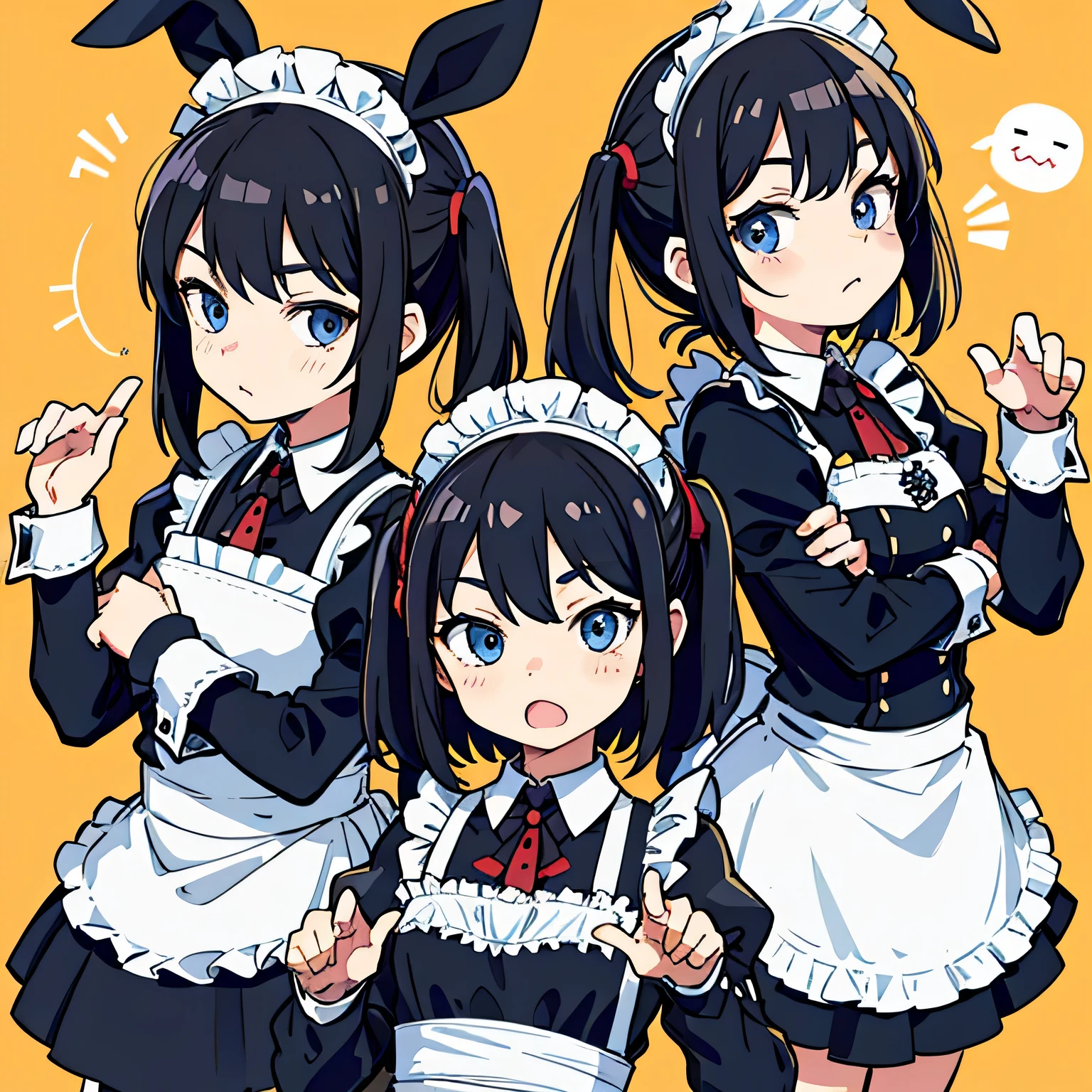 Line Stamp, 9 departments, maid, Various poses and facial expressions