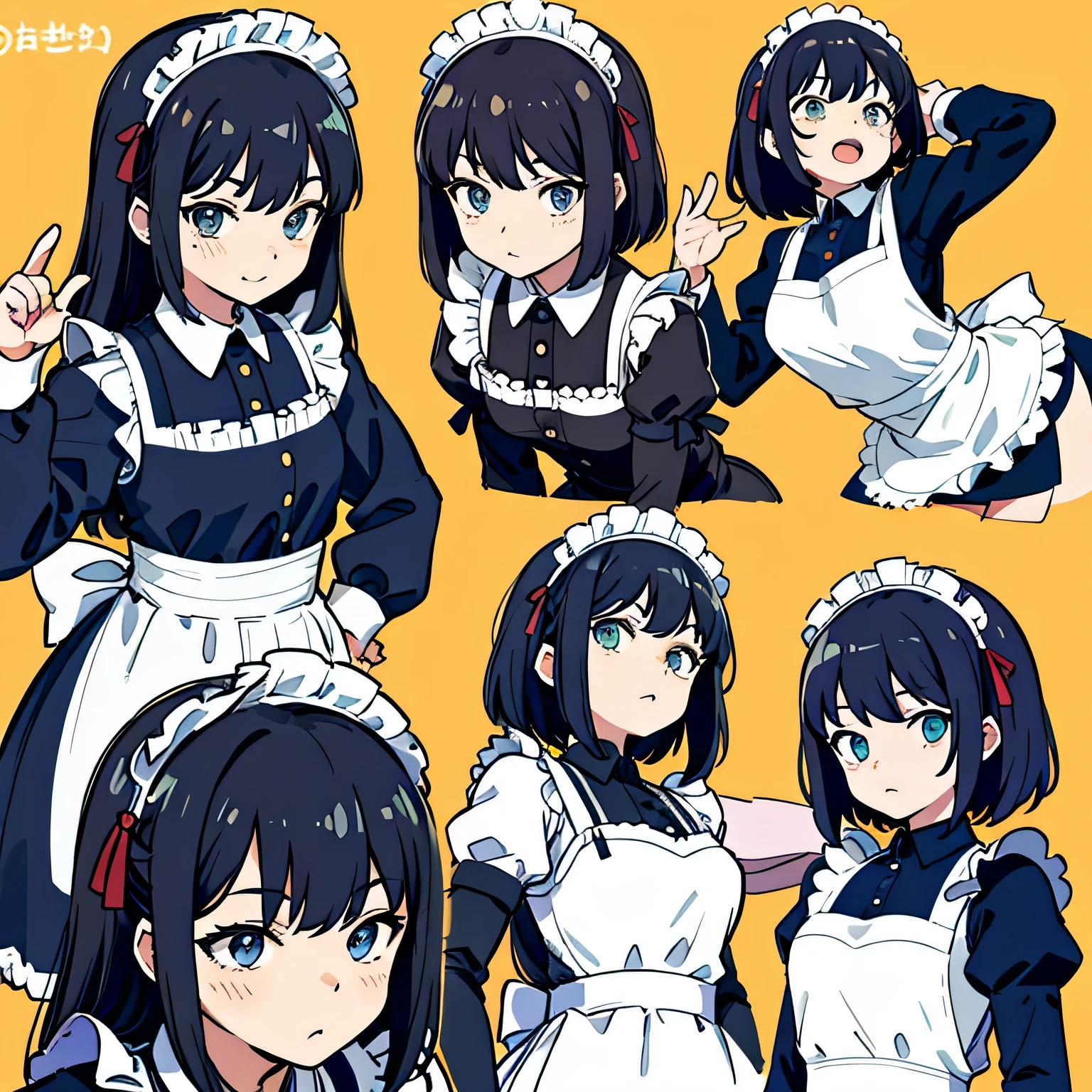 Line Stamp, 9 departments, maid, Various poses and facial expressions