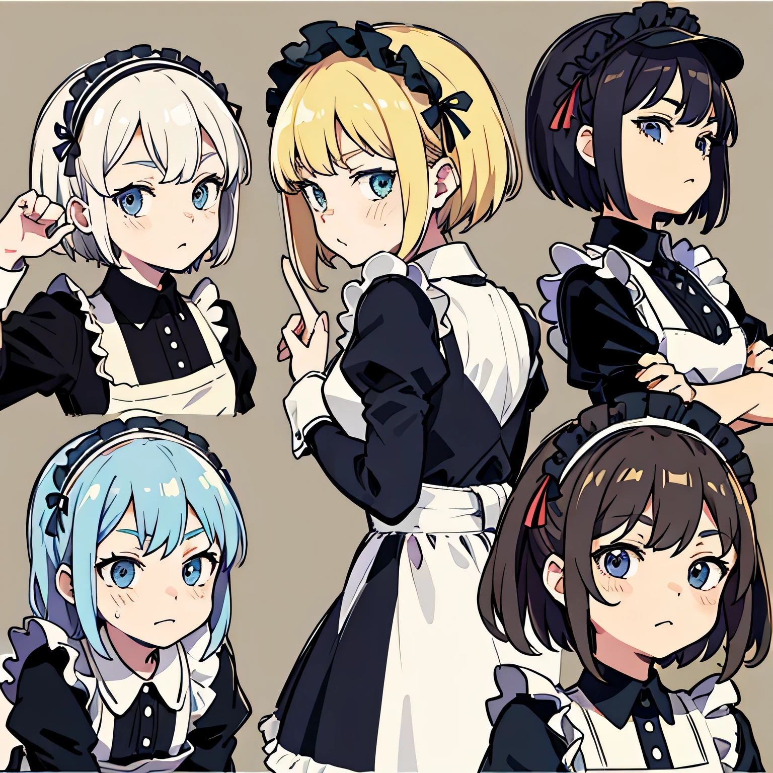 Line Stamp, 9 departments, maid, Various poses and facial expressions
