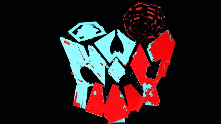 There is a photo,red and cyan, red and cyan ink, strange abstraction, abstract album cover, digital art - n 5, digital art - n 9, abstract conceptual, abstract twist of fate, Noisy and glitchy, official artwork, highly abstract, Has glitches and graffiti effects, hq artwork