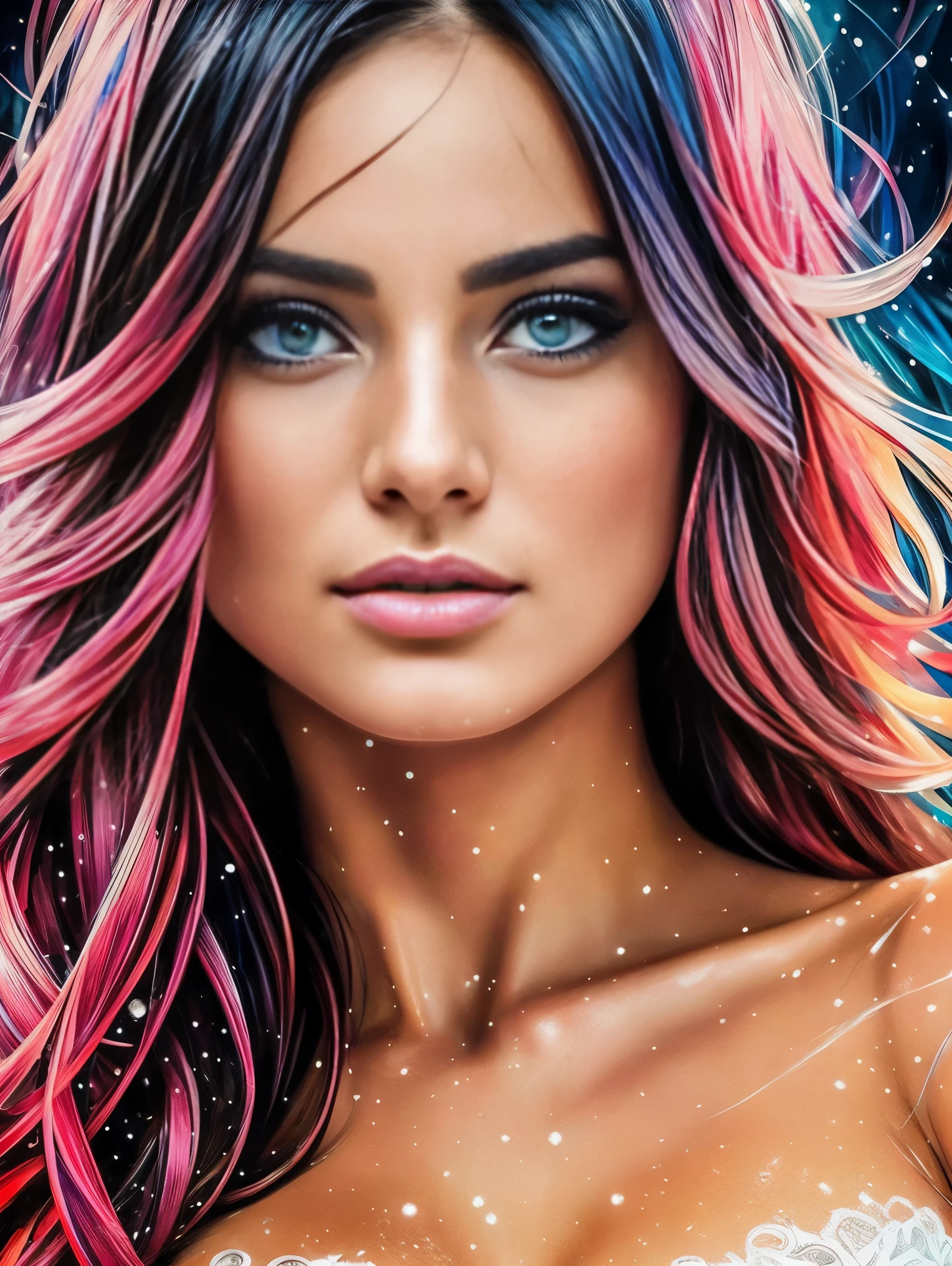 AN ULTRA HOT EUROPEAN GORGEOUS WOMAN, age 23, she’s a playmate, men magazine model. Wearing a micro bikini with winter pattern.Centered, key visual, Convoluted, Highly detailed, Breathtaking beauty, precise lineart, Vibrant, comprehensive cinematic, Carne Griffiths, Conrad Roset, (the most beautiful portrait in the world:1.5) master piece,beautiful,reatistic,8k,bad face,finely detailed,UHD