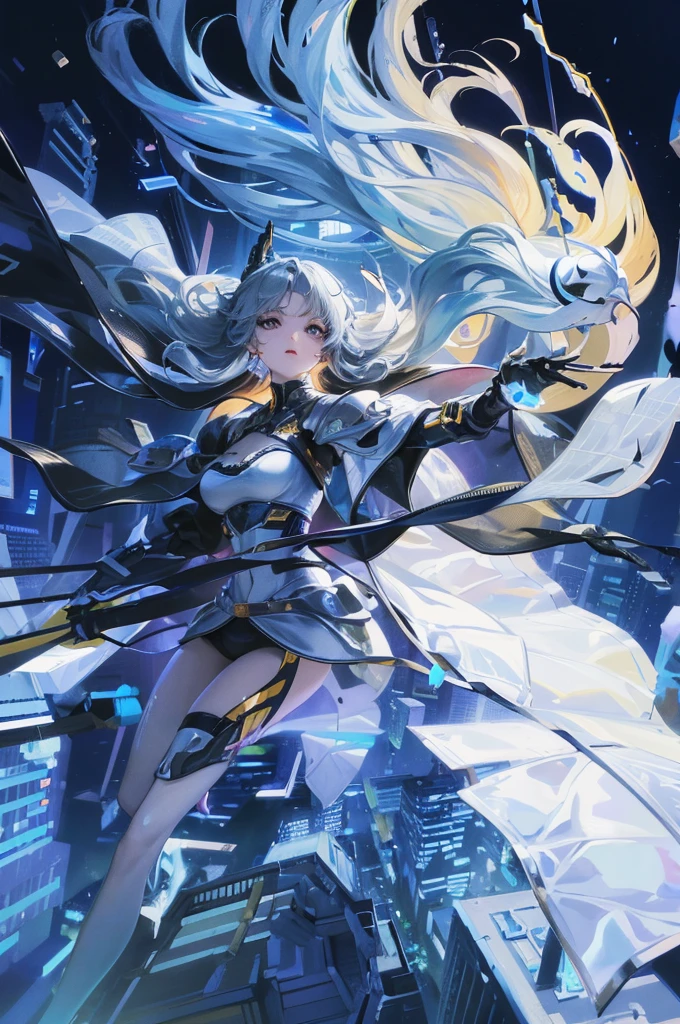 best quality ,masterpiece, illustration, extremely delicate and beautiful, Very detailed ,CG ,Unite ,8k wallpaper, Astonishing, fine details, masterpiece,best quality,official art,Very detailed CG Unite 8k wallpaper,ridiculous, incredibly ridiculous, Super detailed, high resolution, Very detailed,Beautiful and delicate girl,There is light on the face, 1 girl, Mecha, armor, Mechanical_Body, black hair,  spaceship, City, cyberpunk, Star_Sky,  