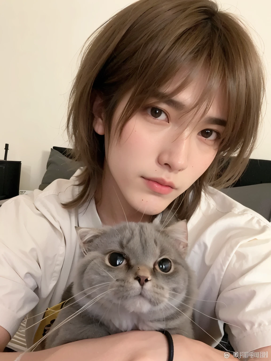 KIM TAEHYUNG holding a cat in her arms, Taehyung, gato fofo, androgen, HOMEM, inspirado em Kim Taehyung do grupo BTS