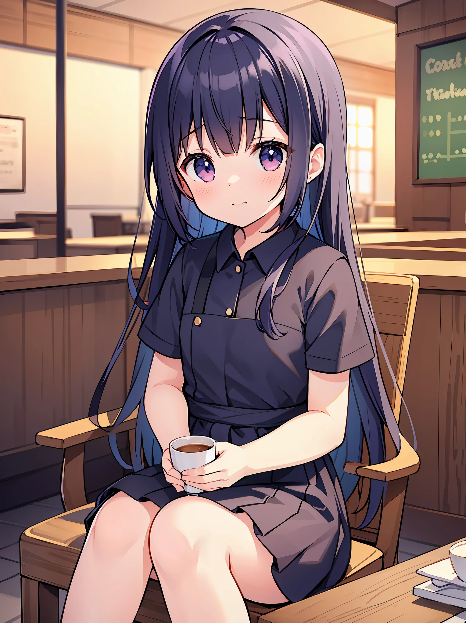 Girl sitting at a table with a cup of coffee, garota misteriosa da cafeteria, sitting at a café, sitting in a cafe alone, visual anime de uma  bonito, sitting alone in a cafe, Kawacy, estilo anime 4K, anime moe artstyle,  anime com cabelo longo, in a coffee shop,  anime bonita, Papel de parede anime 4k