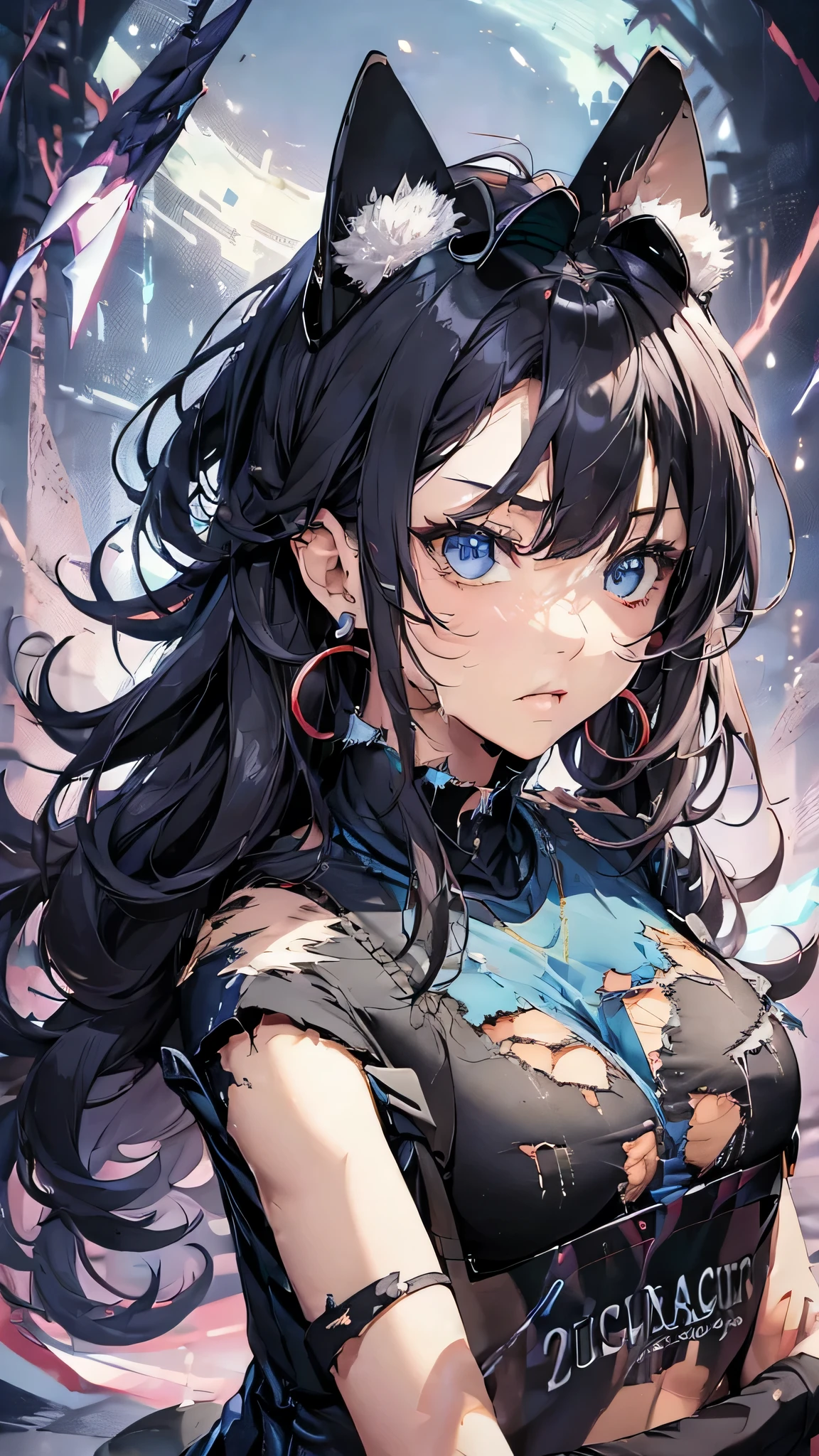 (masterpiece:1.2),extremely detailed CG unity 8k wallpaper,Amazing,1girl,solo,muscular,physique,curvy,black hair,short hair,red eyes,open mouth,fang out,full body,fighting stance,black dress,cloak,intense gaze,beautiful detailed eyes,disheveled hair,hairs between eyes,Fighting stance,light shafts,soft focus,character focus,BRAKE,(yin and yang:1.2),(magicl effect,magic circle,radical geometry resembling,branching of capillaries:1.2),fractal,ultra-detailed,(black hole:1.4),(vortex:1.2),(king of darkness:1.2),dynamic angle,shine,extremely delicate and beautiful girls,bright skin,best illustration,best shadow,finely detail,Depth of field ,(colorful painting,{very delicate light,perfect and delicate limbs},beautiful detailed dress,Flying particle,glow,(The  King of darkness is behind the girl)