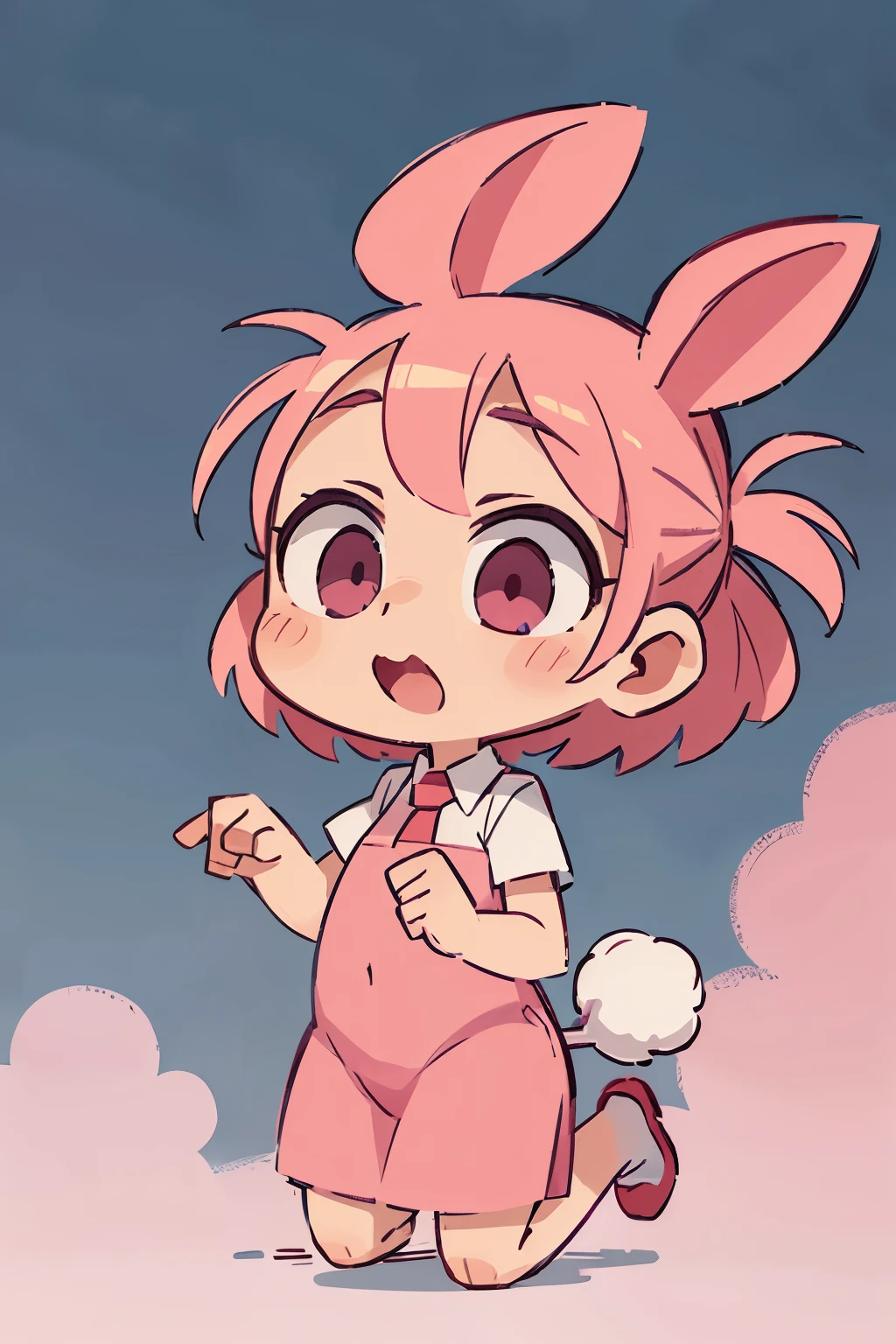 A pink rabbit with its tongue sticking out ,cartoon icon