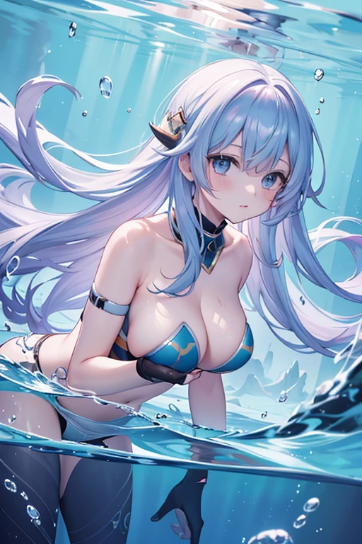 underwater, submerged, empty, swimming, breasts, (diving:1.2),joy, floating hair, fish,
(best quality,masterpiece:1.3),absurdres,highres,8k, ultra high res, official art,illustration,extremely detailed,