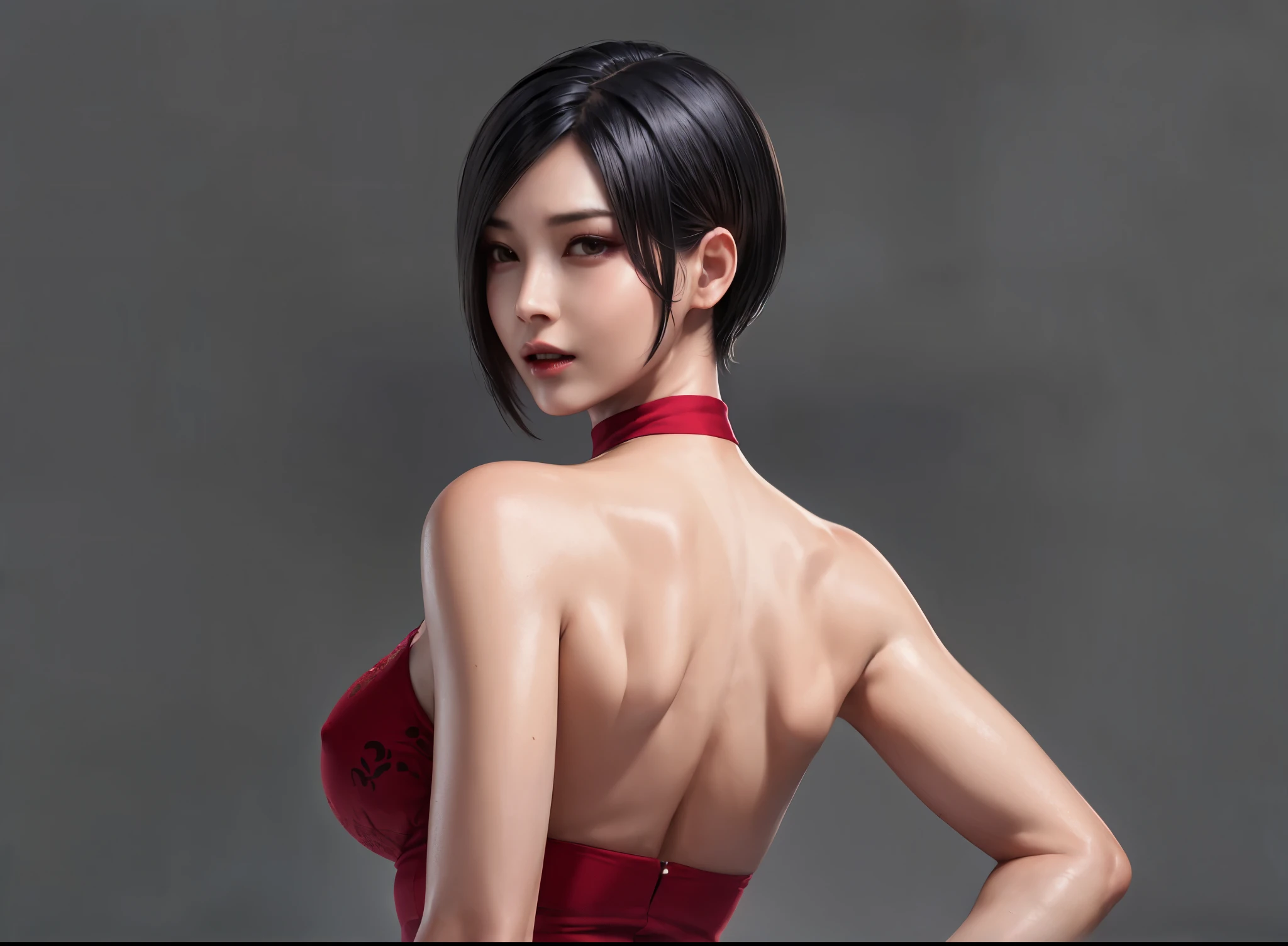 a woman,red clothes， wearing cheongsam, silk fabric,kingAda&#39;Elegant pattern best quality, 4K, 8K, high resolution, masterpiece:1.2), flowing skirt, High heel, Super detailed, (actual, realistically, realistically:1.37), Ada.king, art style embryo, (actual: 1.2), (endless reality), (masterpiece: 1.2), (best quality), (Super detailed), (8K, 4K, complex), wear underwear
