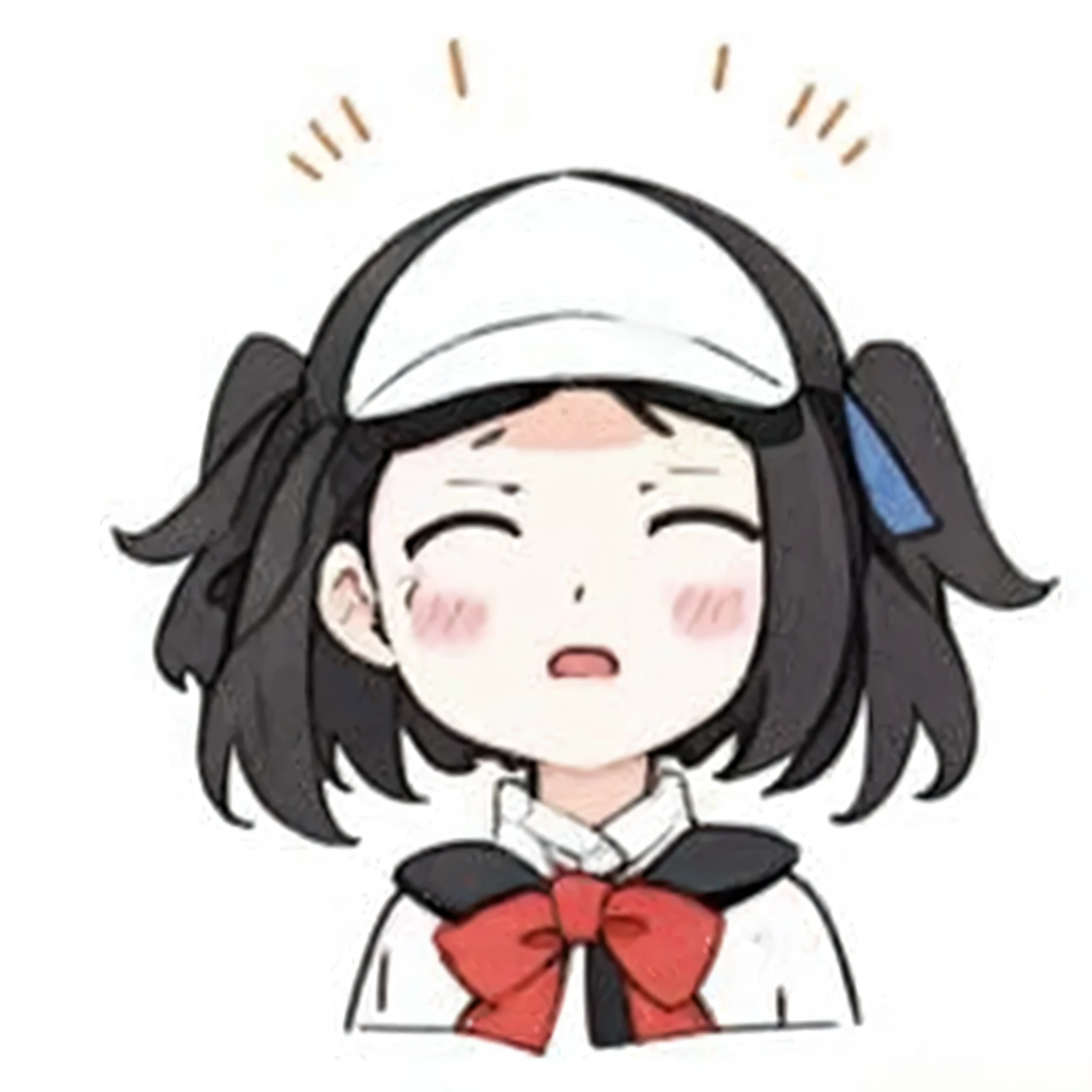Anime girl with a hat and bow tie looking at something - SeaArt AI