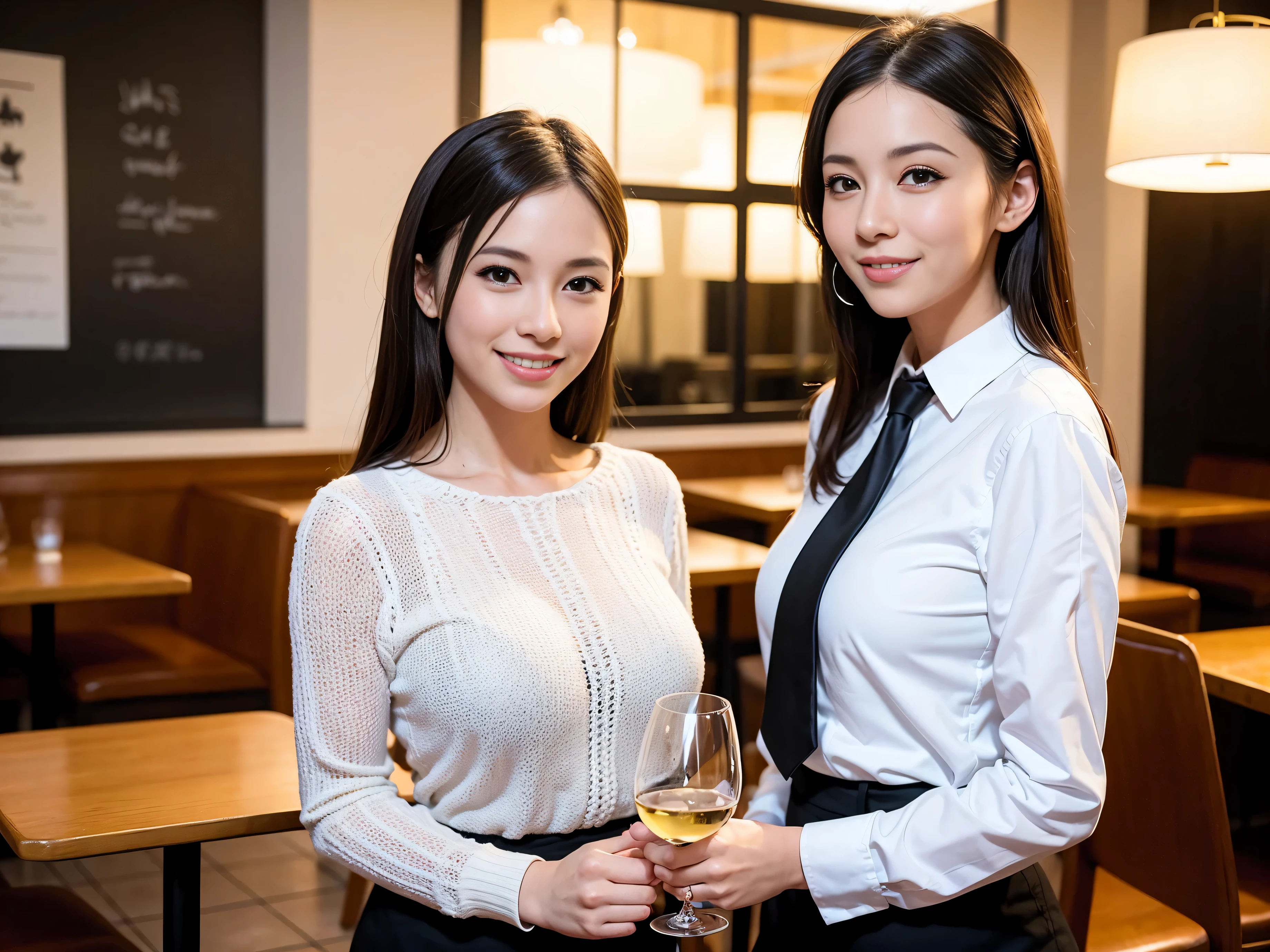 (including 64k, nffsw, highest quality, table top: 1.2), (realistic, photorealistic: 1.37), long sleeve shirt、winter fashion、Colombia、Brazilian、Japanese、Dutch、German、Portuguese、Belgian、Italian、french, (slimフェイス), (slimボティ), (brown hair), (shortcut), cheeks blush a little, (35 years old), 38 years old, alone, 窓の外には美しく緻密なnight景が広がります., restaurant, wine glassが座っている, nightに, in a prominent place (from the Upper body) nova frog style, actress, model, Upper body, White wine, slim, wine glass, Super Clean night View, wine glass Put in the Middle, Happy smile, (smile: 1.15), beautiful and detailed eyes, Upper body, bust japan up, night, short, short, actress, model, Upper body, White wine, slim, wine glass, Super Clean night View, wine glass Put in the Middle, Happy smile,