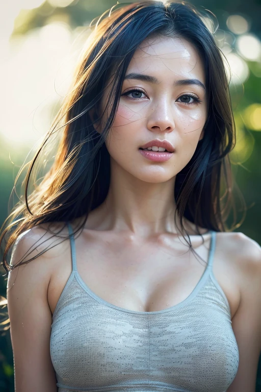 dressed, (photo realistic:1.4), (hyper realistic:1.4), (realistic:1.3),
(smoother lighting:1.05), (increase cinematic lighting quality:0.9), 32K,
1girl,20yo girl, realistic lighting, backlighting, light on face, ray trace, (brightening light:1.2), (Increase quality:1.4),
(best quality real texture skin:1.4), finely detailed eyes, finely detailed face,
(tired and sleepy and joy), (laugh:0), face closeup, t-shirts,
(Increase body line mood:1.1), (Increase skin texture beauty:1.1)