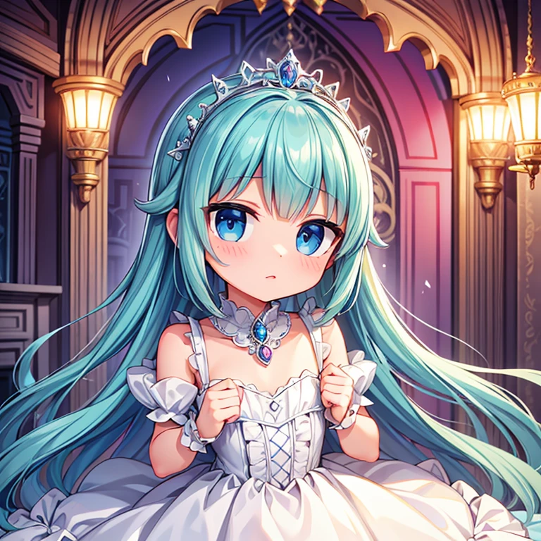high quality,high resolution,Princess,luxurious dress,Small tiara,Ornate decoration,cute face,Castle
